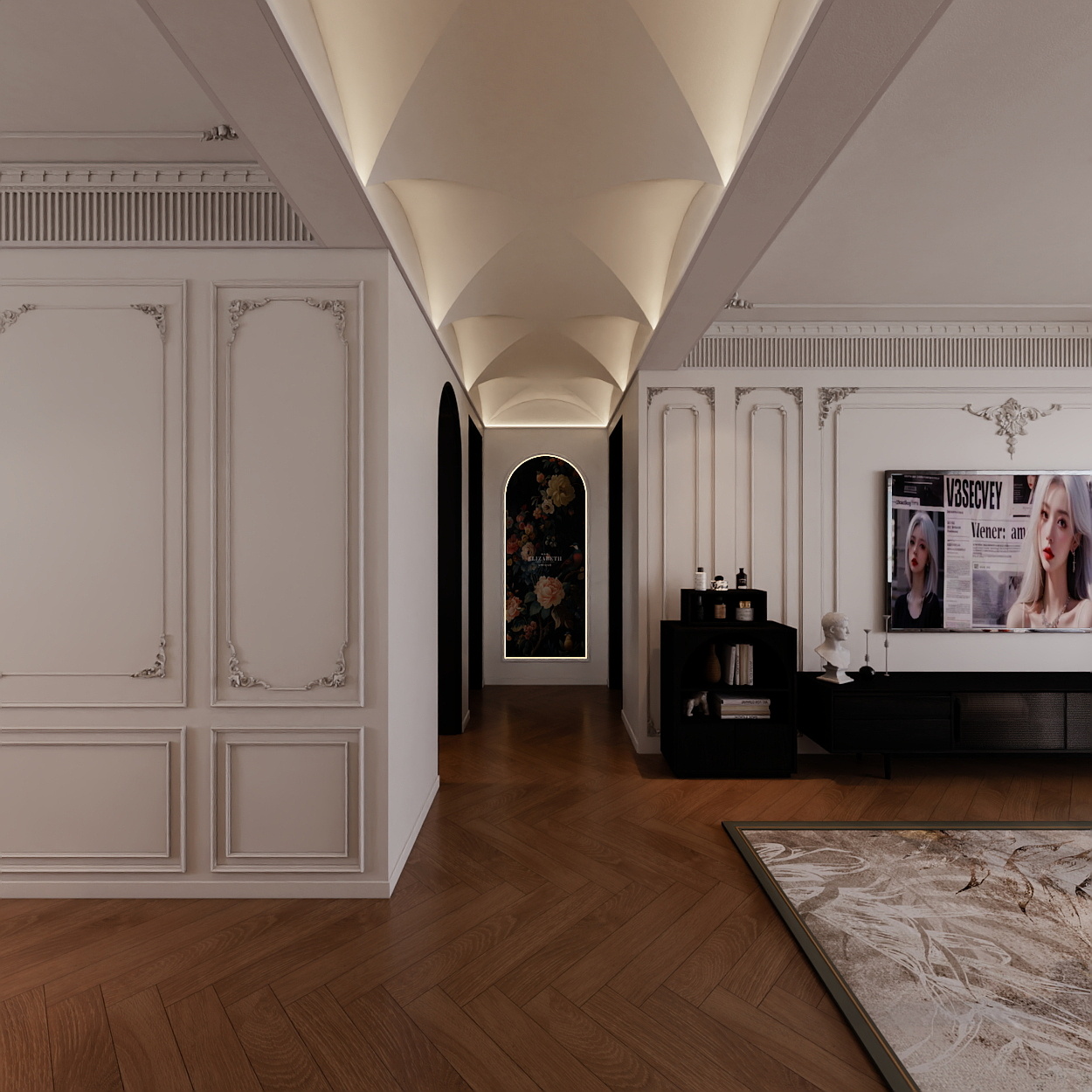 Masque丶-安澜嘉园-法式复古109m² 装修效果图