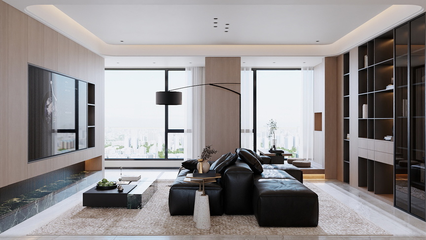 吴爽-117m²现代轻奢风格装修效果图