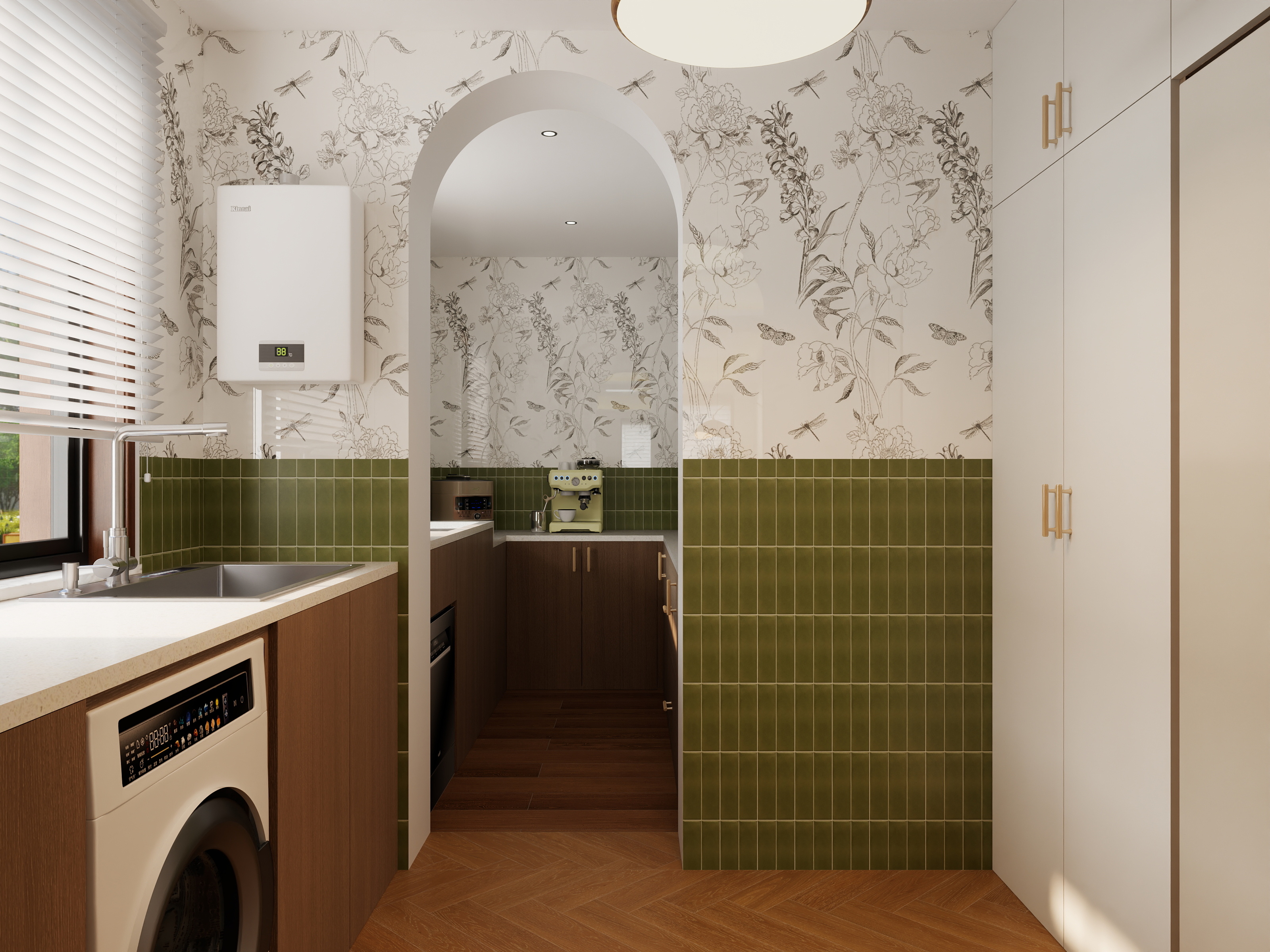 YM徐工设计-现代中古风120平3居室装修效果图