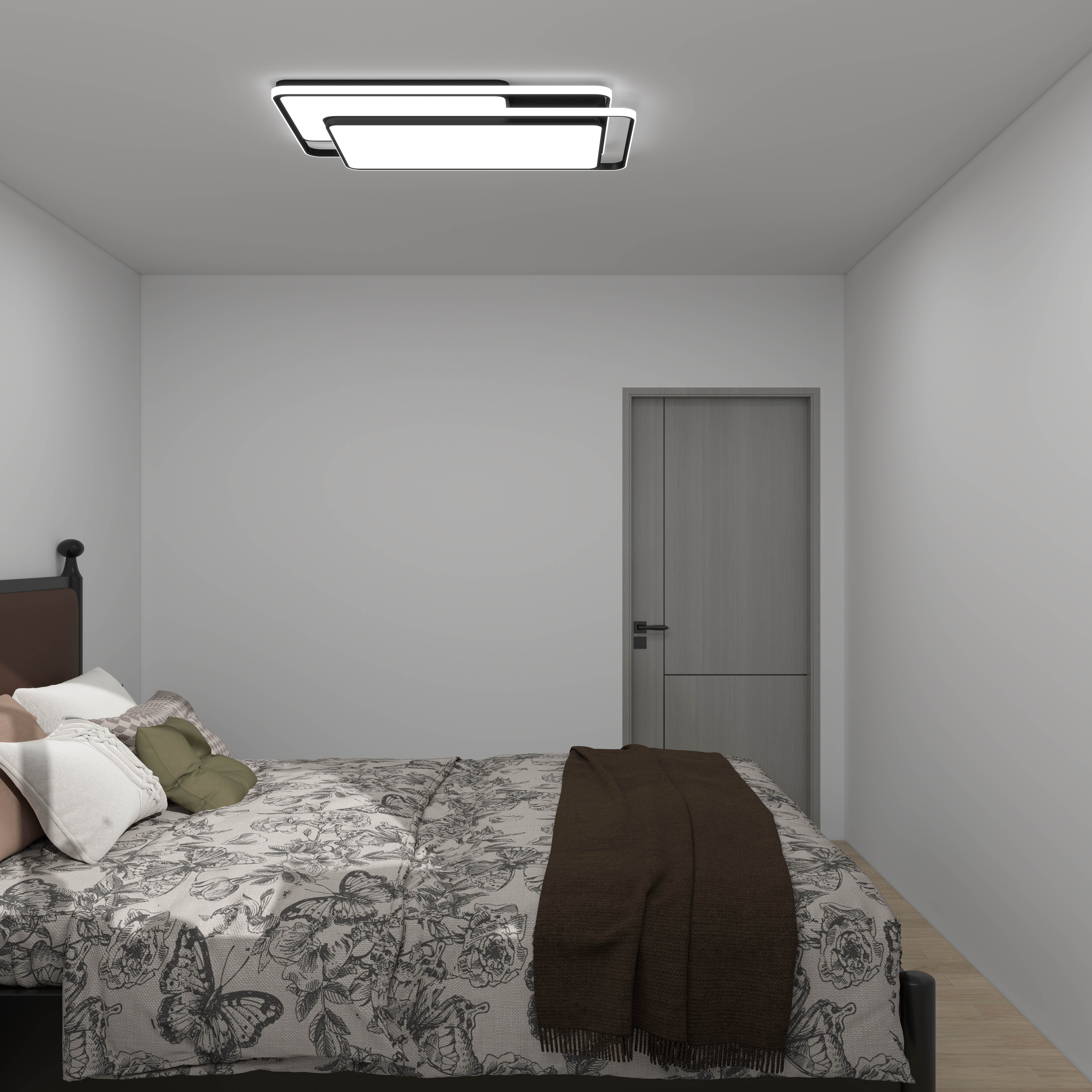 李青越-中古风格60方两居室一层主卧装修效果图第1张