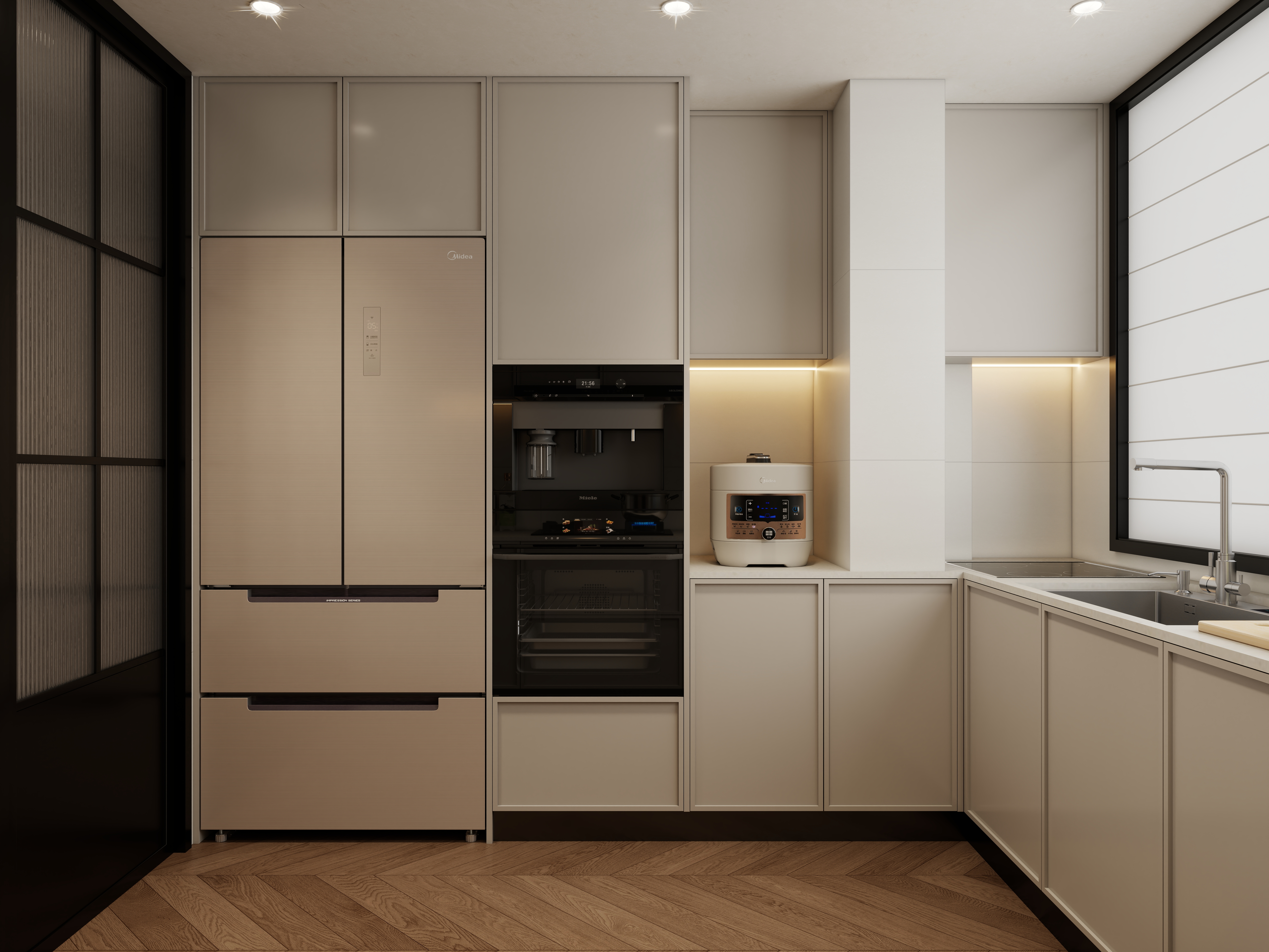 孙有权-『2025-9』8平丨奶油中古风厨房装修效果图