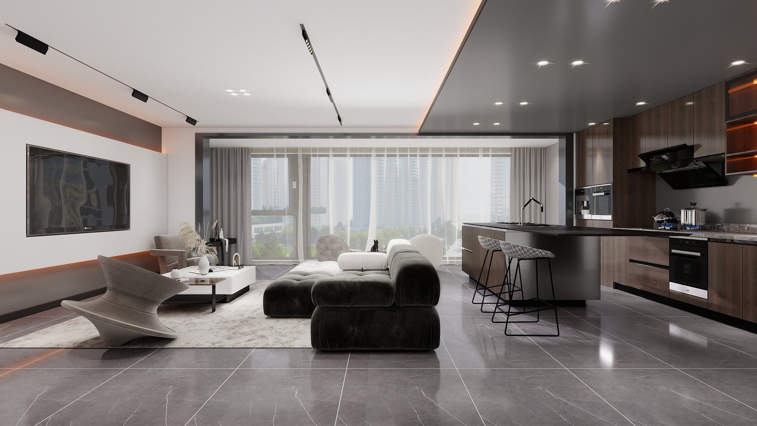 全案设计师李小龙-【黑白轻奢】150平四室房-装修设计方案