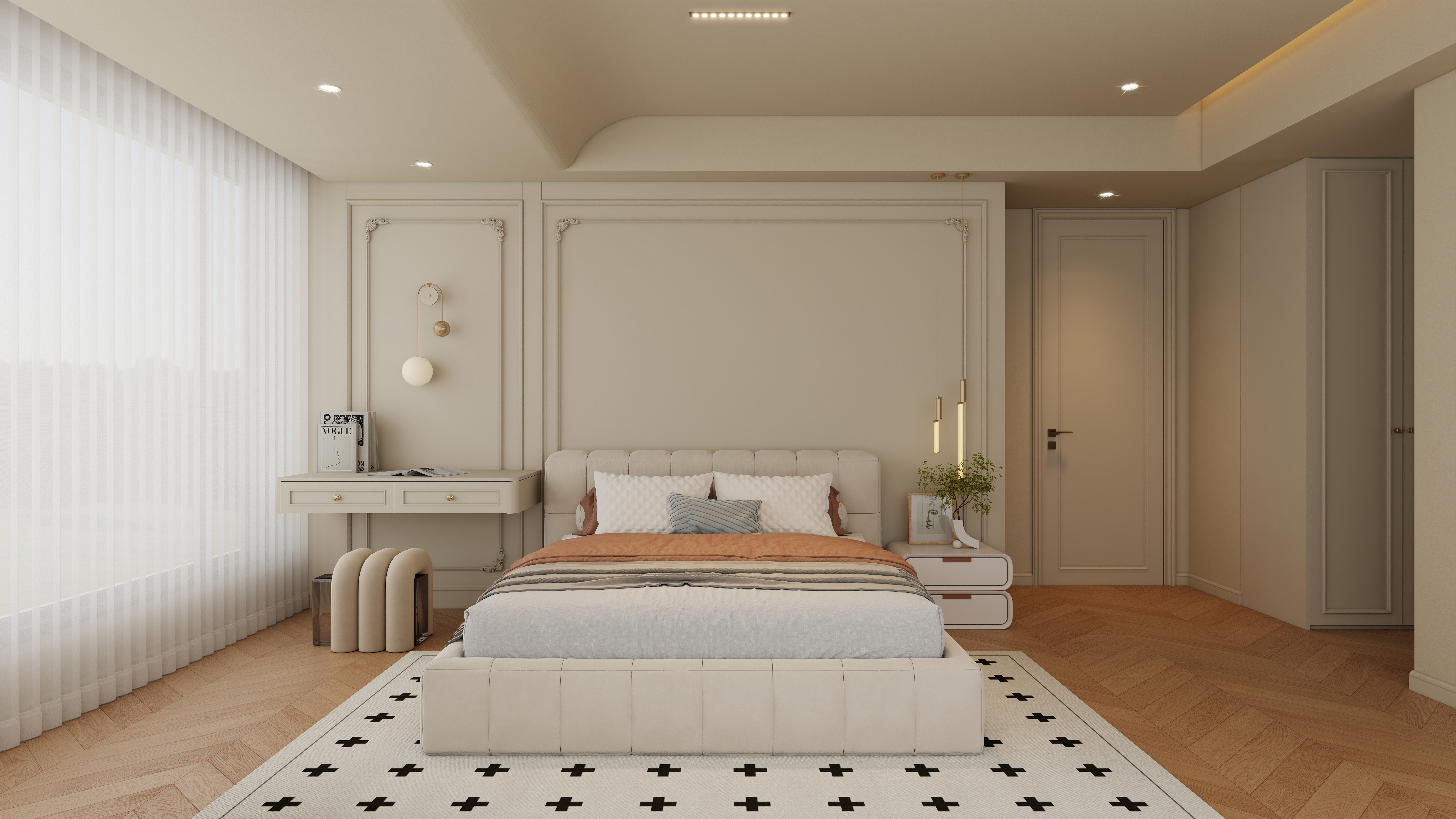 孙有权-『2025-9』26平丨奶油法式卧室装修效果图