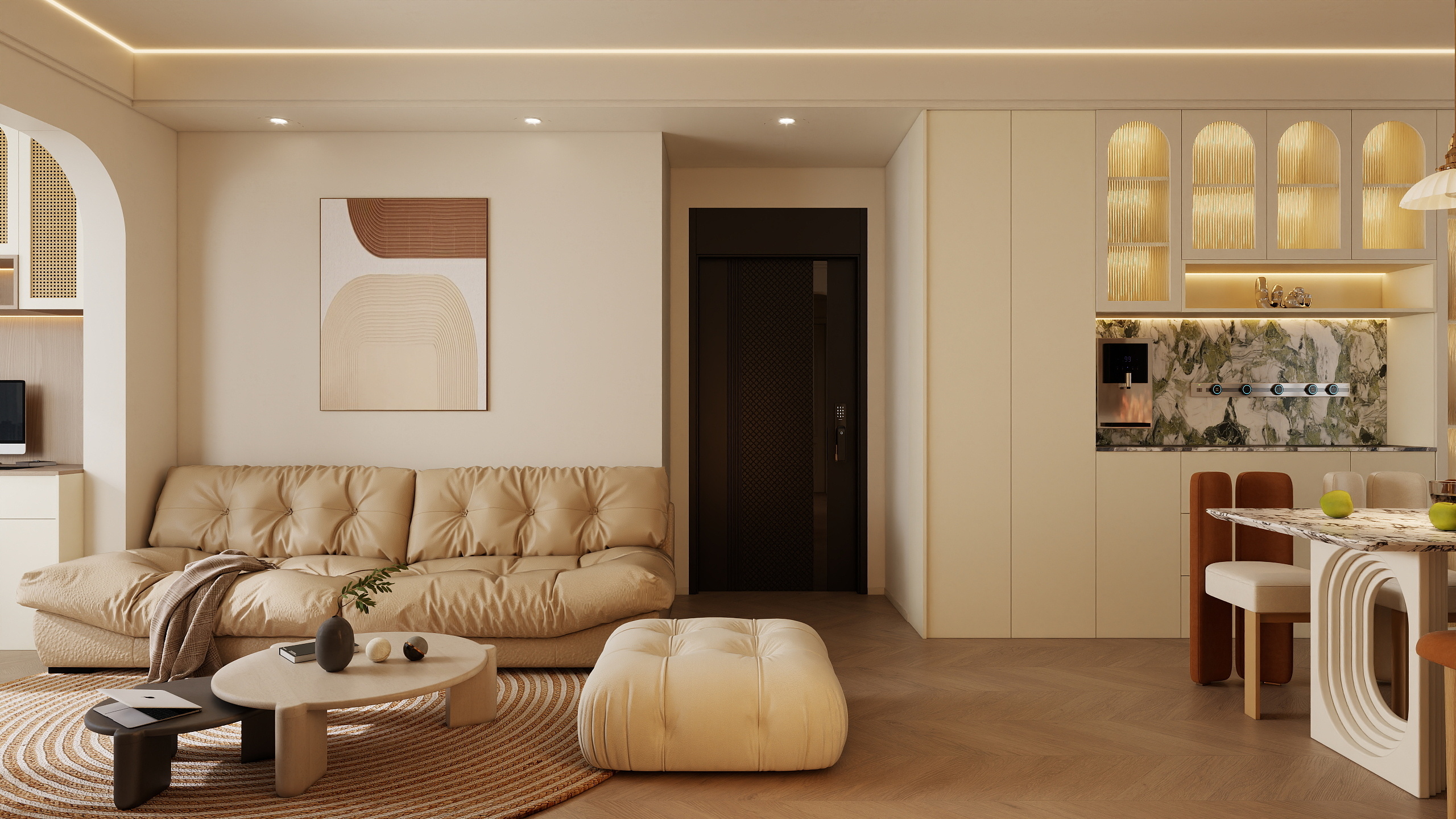 星雨视觉-83m²-奶油风-装修设计方案