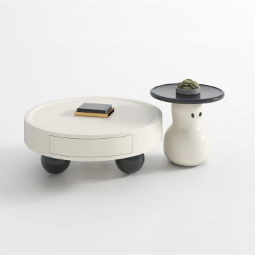 奶油风 圆形茶几+边几3D模型