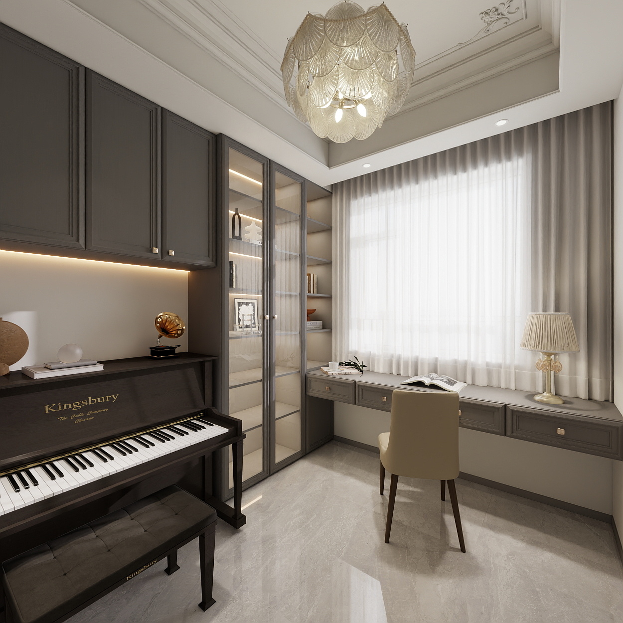 艺雅丽-131平法式 一层书房装修效果图第5张