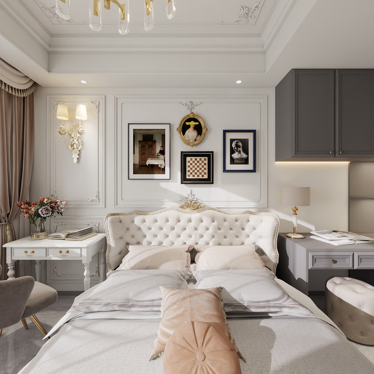 艺雅丽-131平法式 一层主卧装修效果图第5张