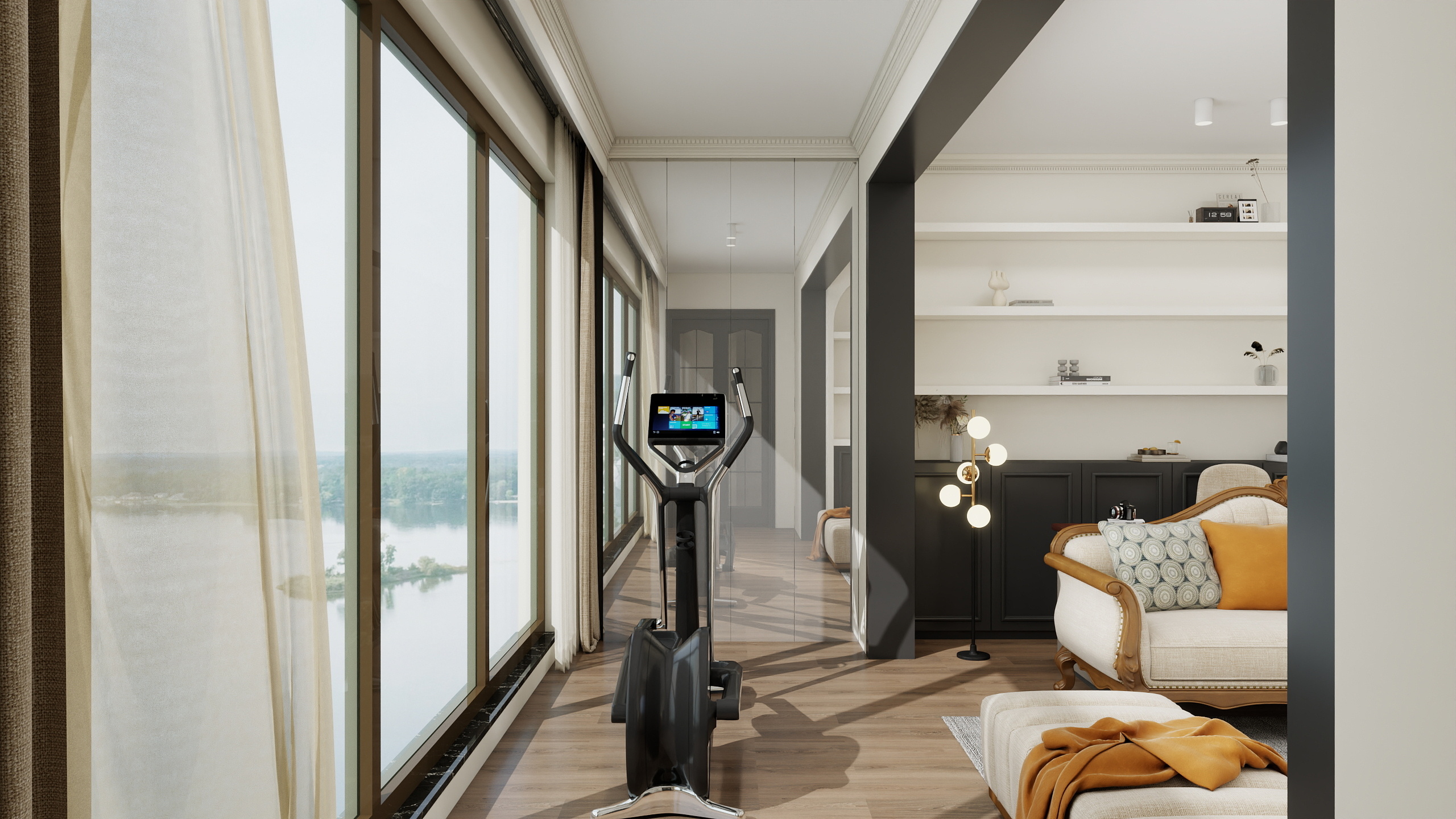 鹿777-轻奢美式家装110平装修效果图