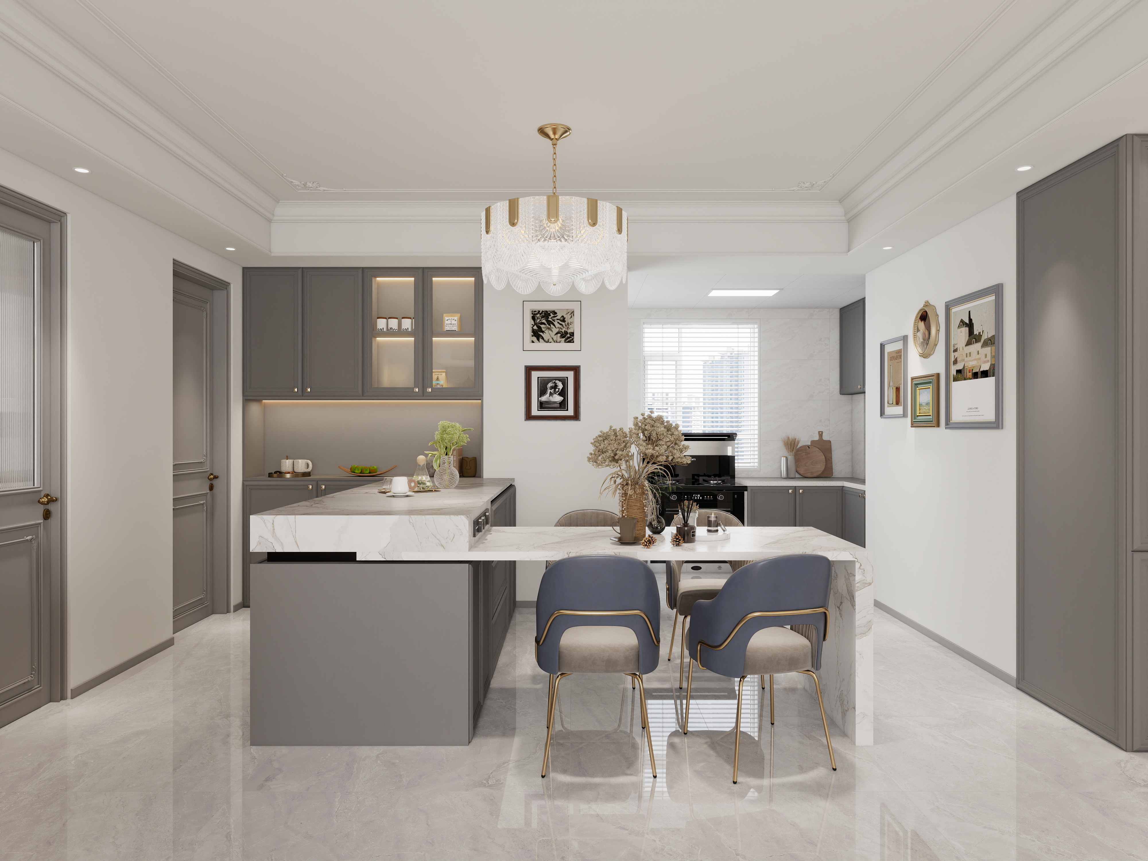 艺雅丽-131平法式 一层客餐厅装修效果图第2张