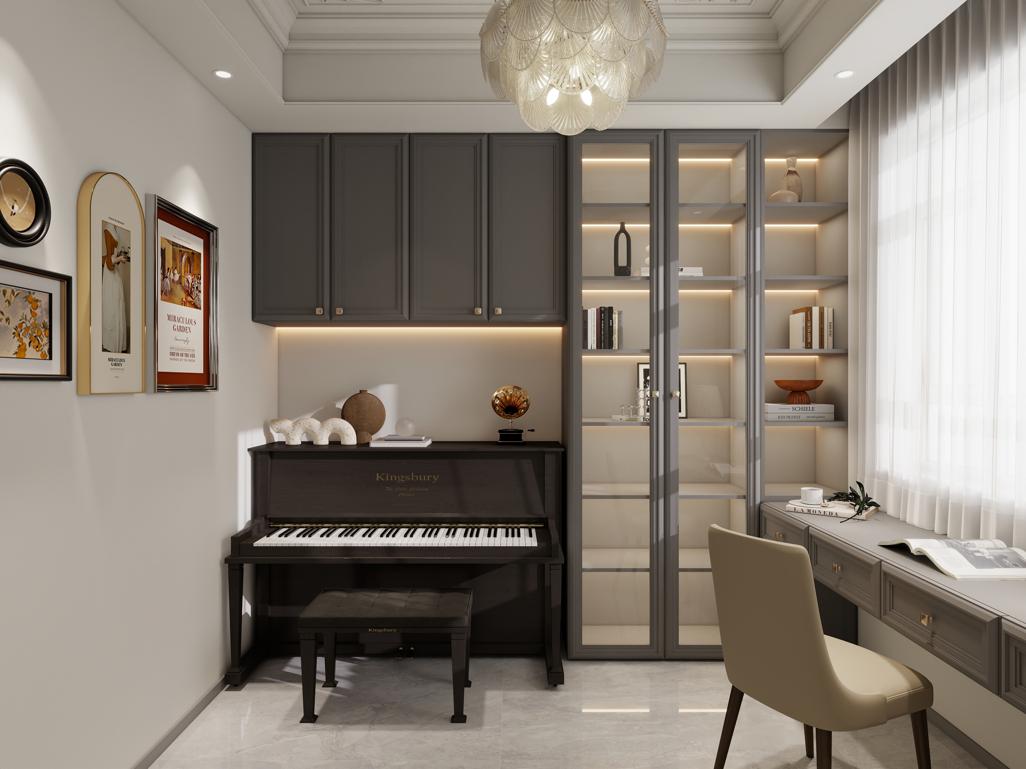 艺雅丽-131平法式 一层书房装修效果图第2张