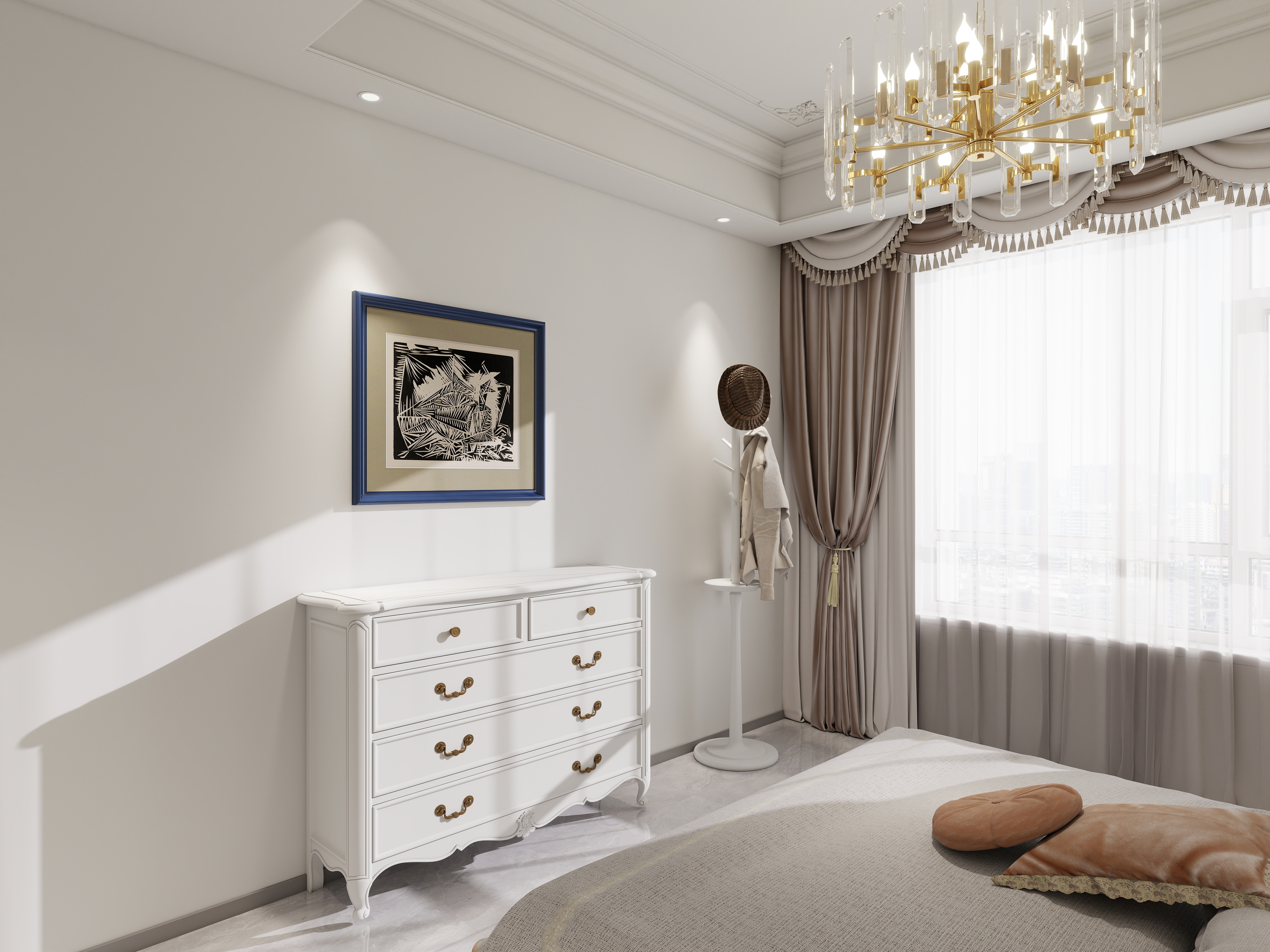 艺雅丽-131平法式 一层主卧装修效果图第2张