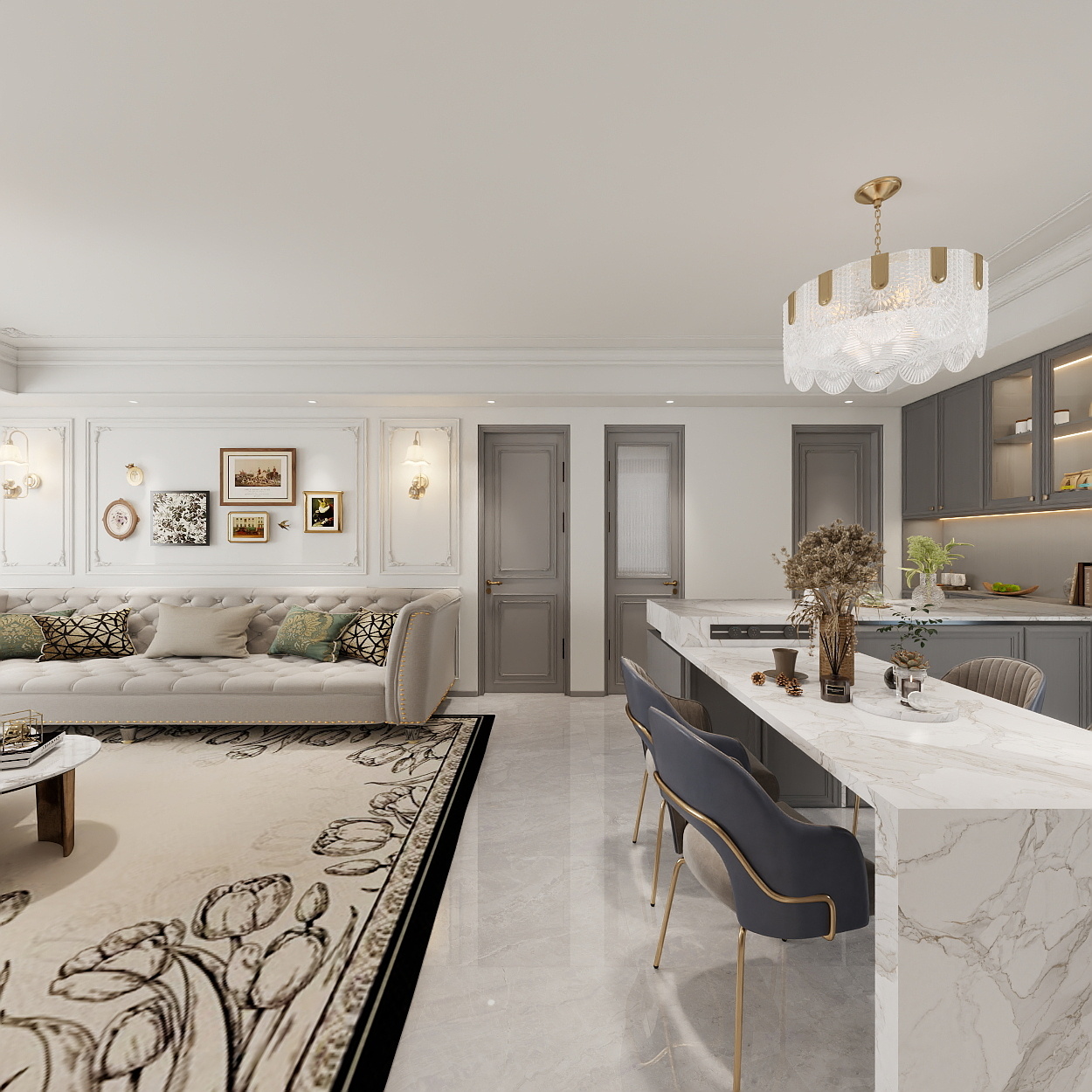 艺雅丽-131平法式 一层玄关装修效果图第4张