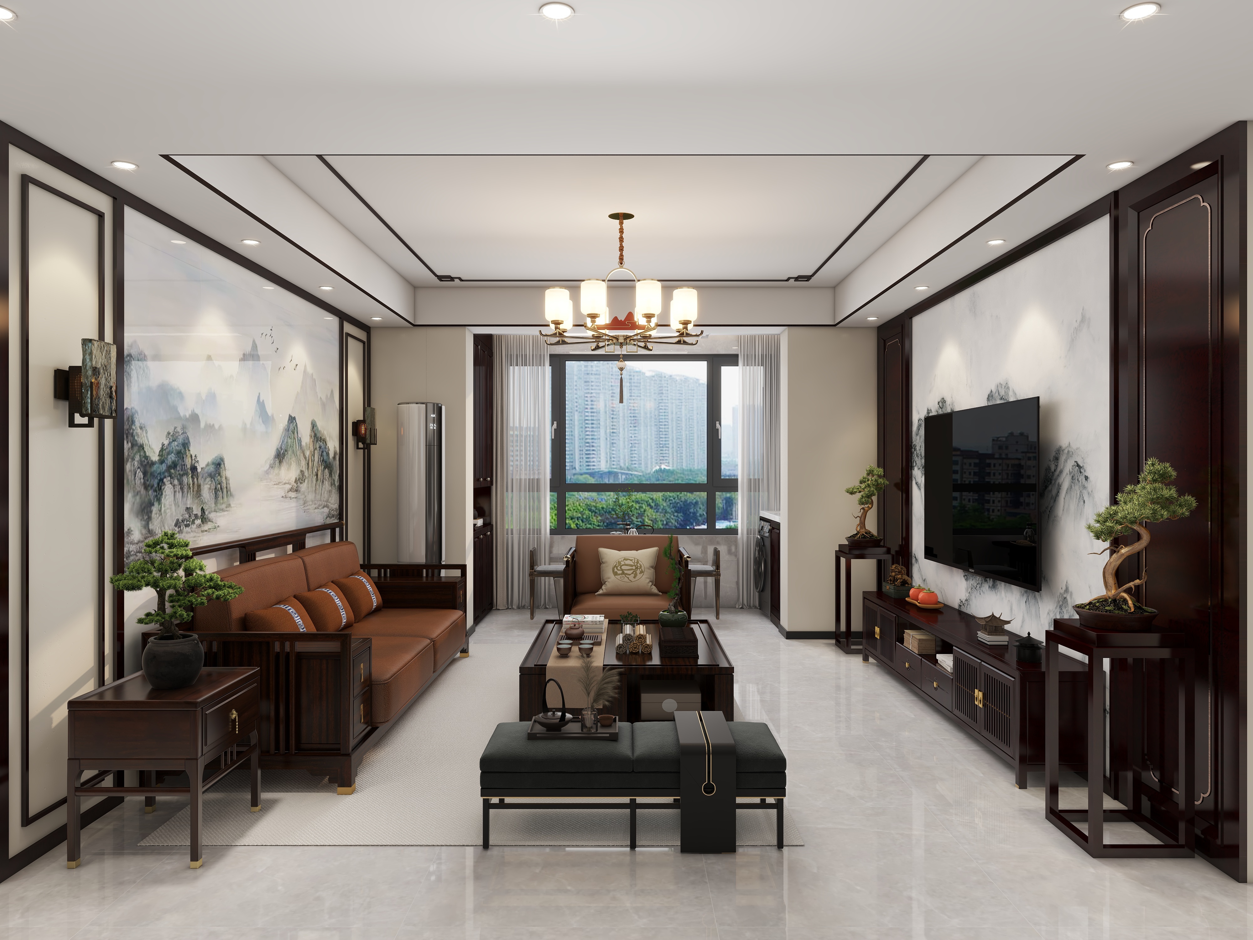 设计师同乐-135㎡三室新中式风格-装修设计方案