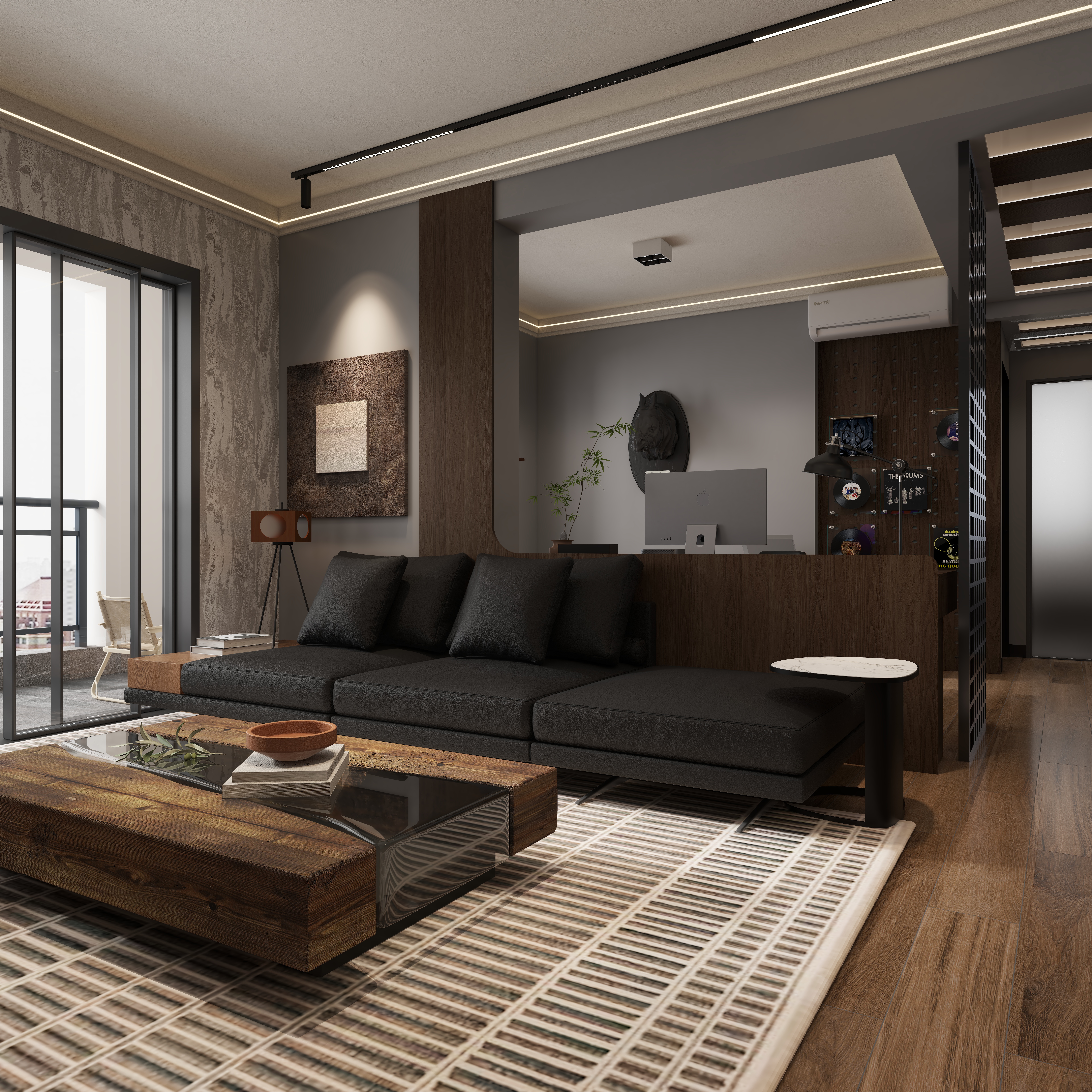 YZXDesign-海景城工业风111㎡2室装修效果图