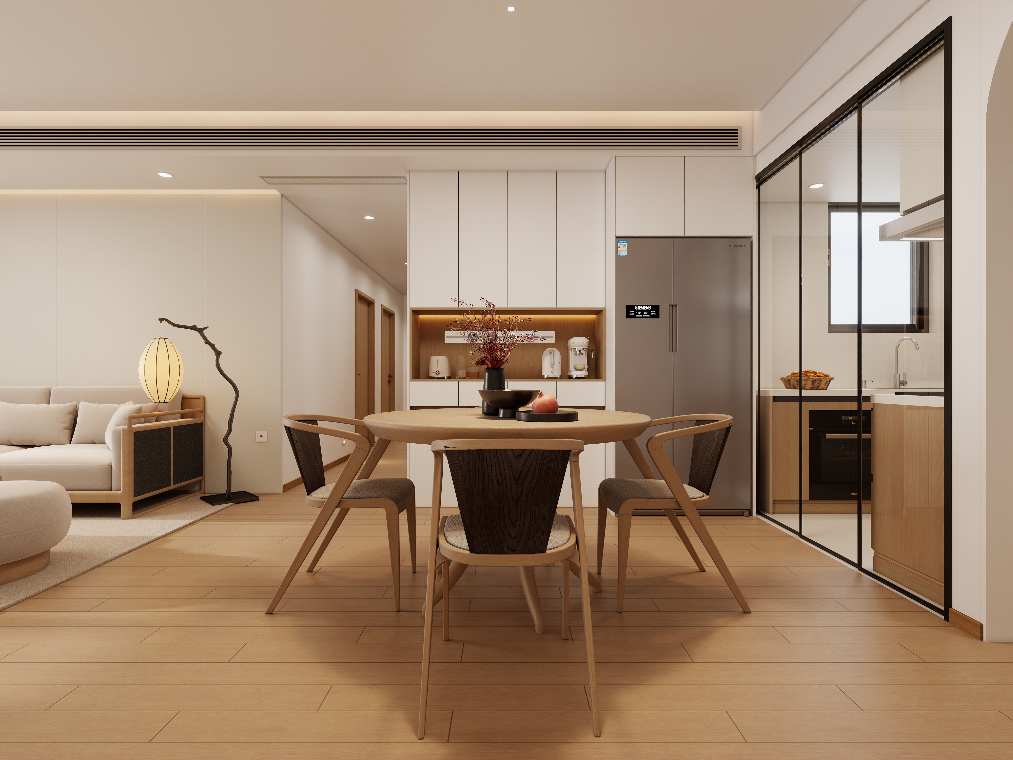 至简名设-文稳康-《大板一区》105平新中宋式|四居室装修效果图