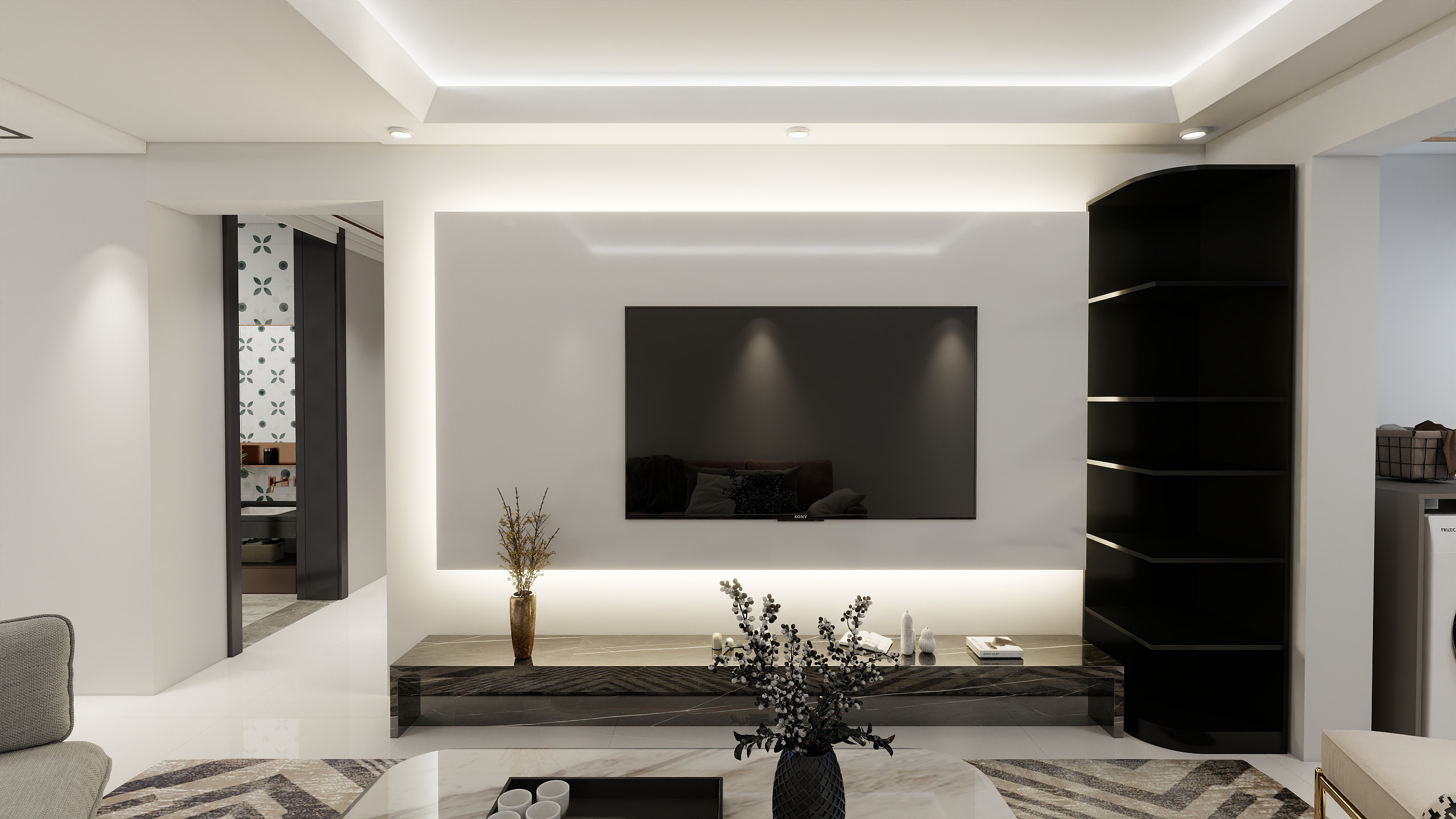 梦楠设计师-现代简约97㎡3室装修效果图