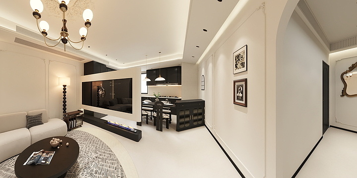 青争女青-商改住宅黑白轻法式-装修设计方案