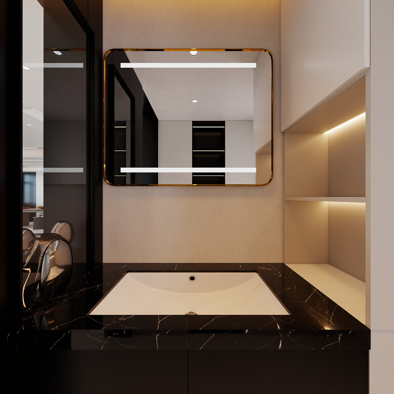 艺雅丽-222平现代轻奢 一层客卫干区装修效果图第3张