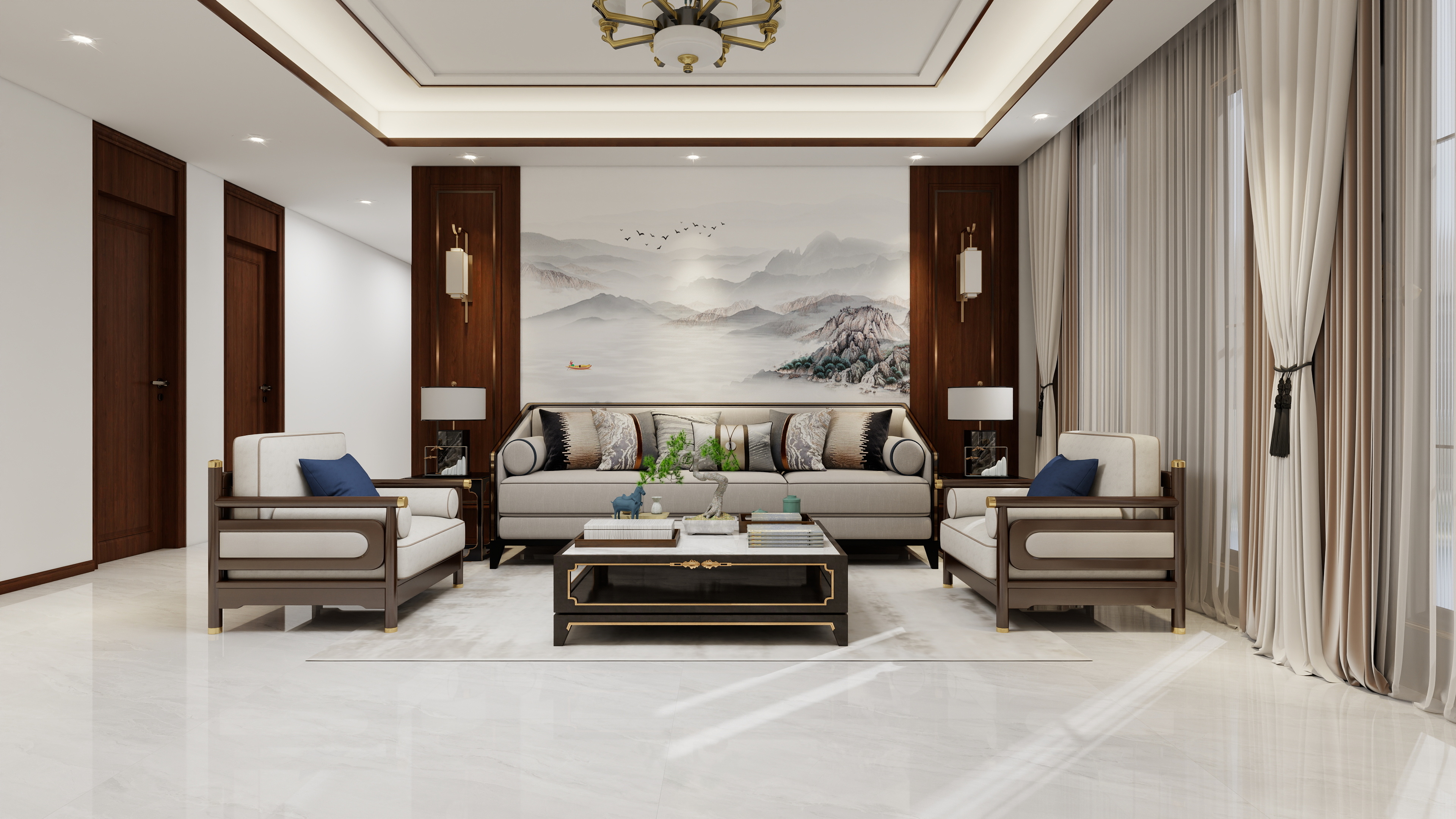 连瑞雪-新中式173㎡5室装修效果图