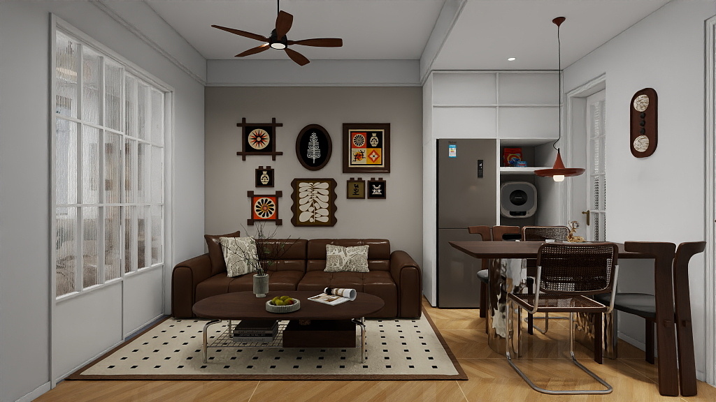 全案设计师李小龙-【中古风】50平两居室-装修设计方案