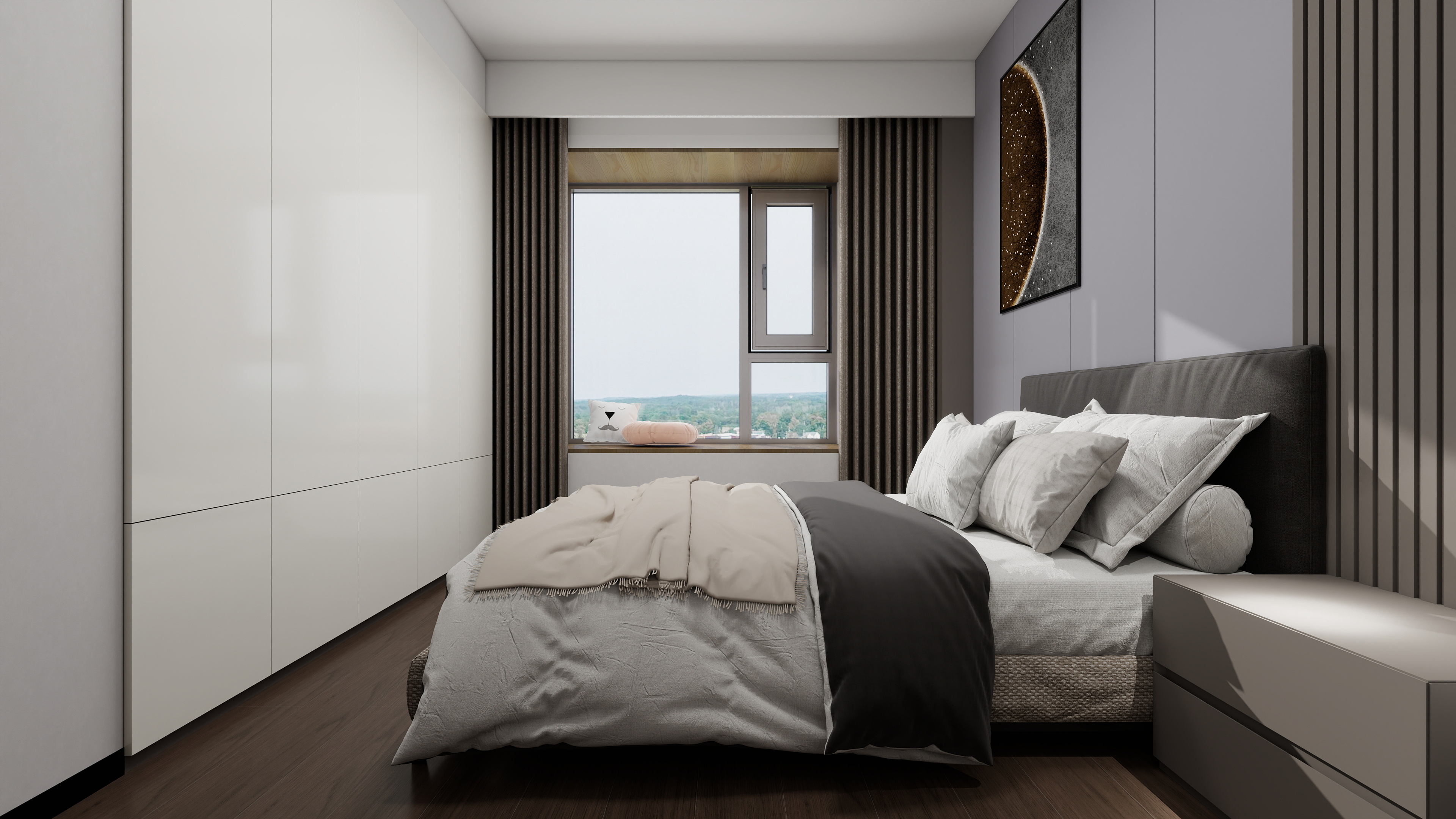 神马云在线-现代复古112平四房装修效果图