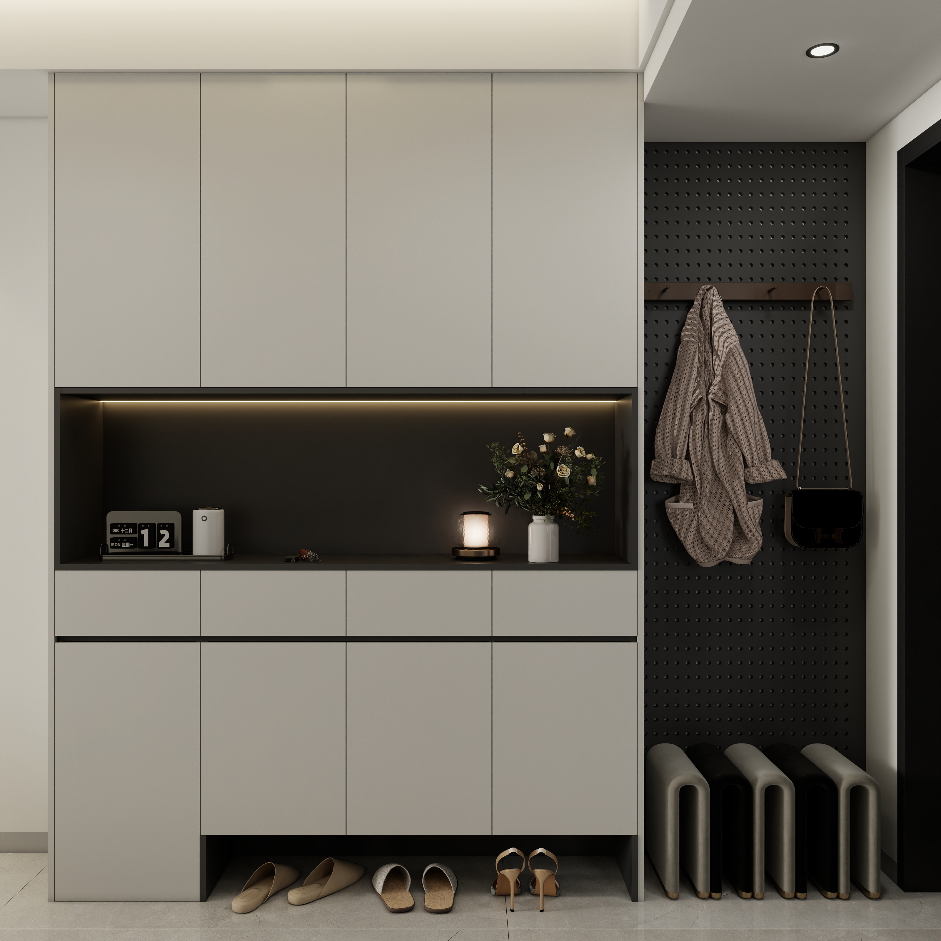 李青越-110平方现代黑白灰三居室装修效果图