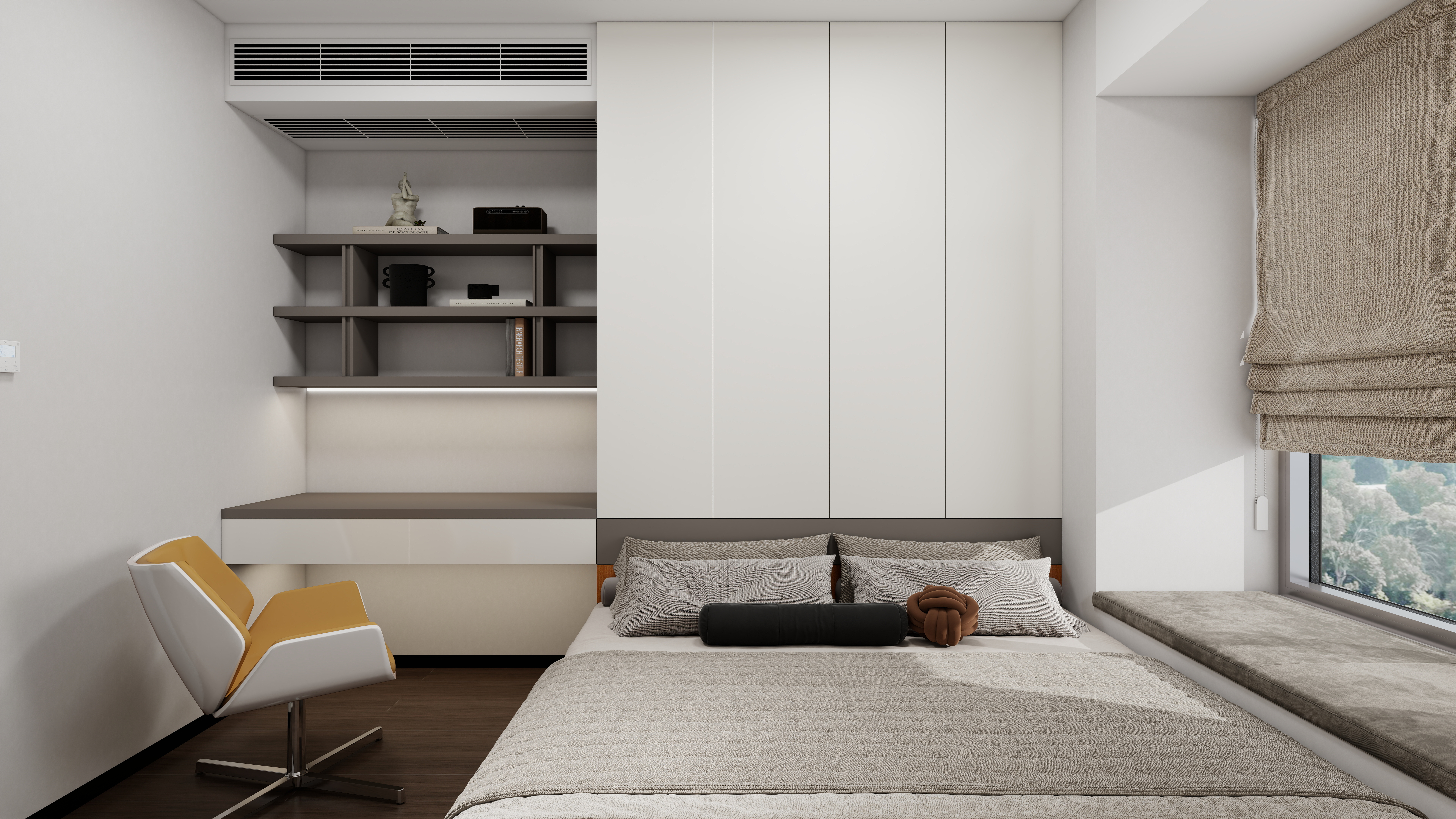 神马云在线-现代复古112平四房一层次卧装修效果图第2张