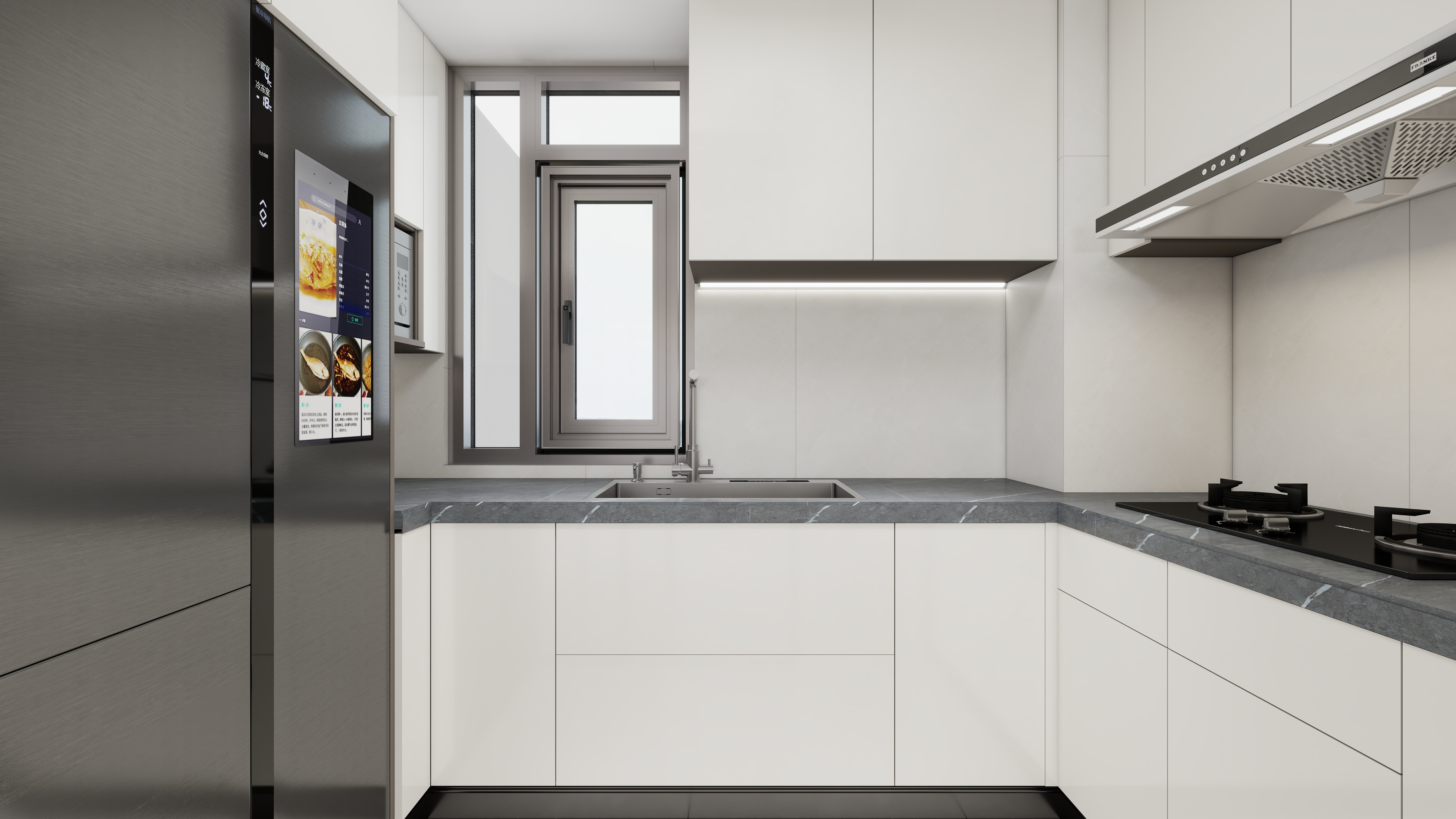 神马云在线-现代复古112平四房一层厨房装修效果图第1张