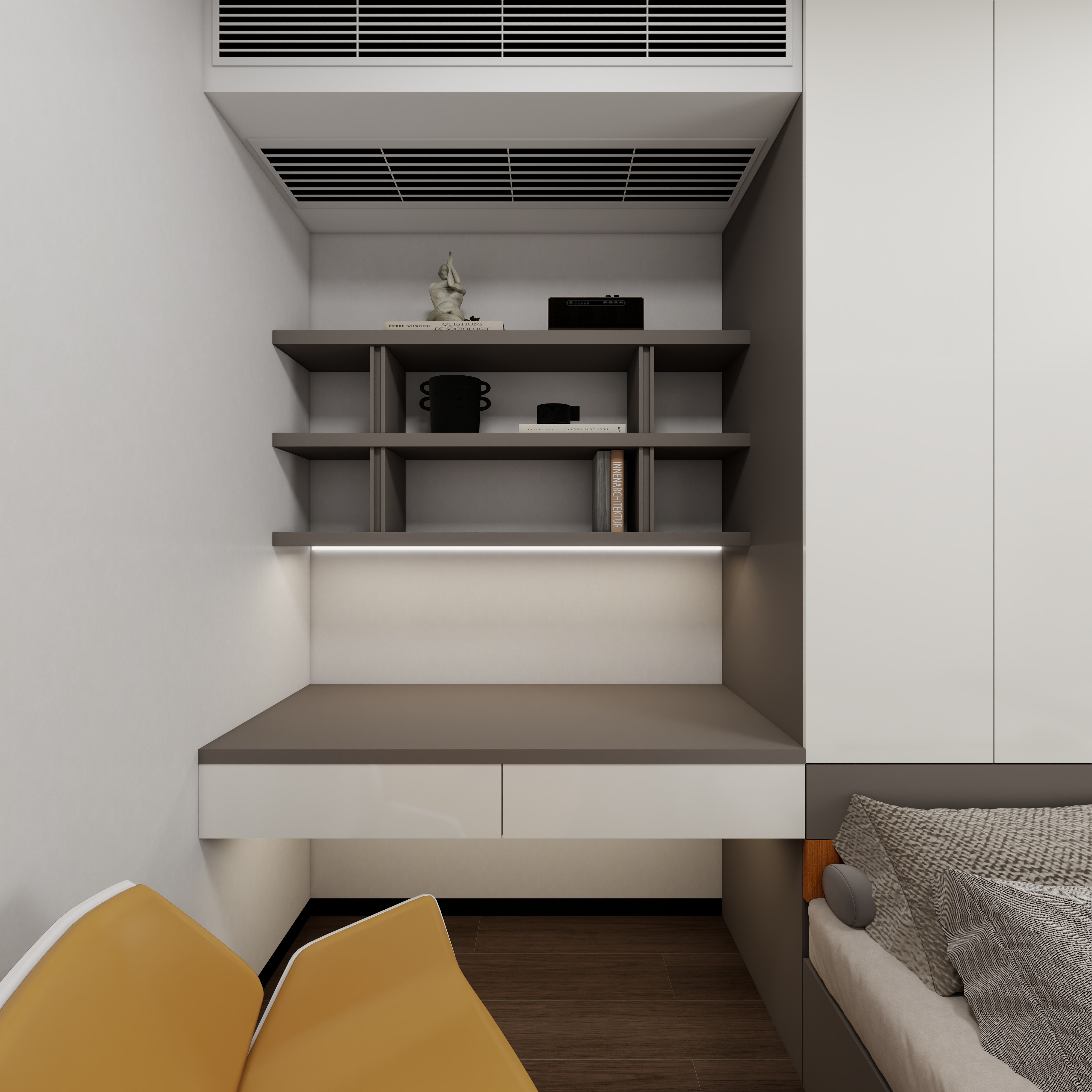 神马云在线-现代复古112平四房一层次卧装修效果图第3张