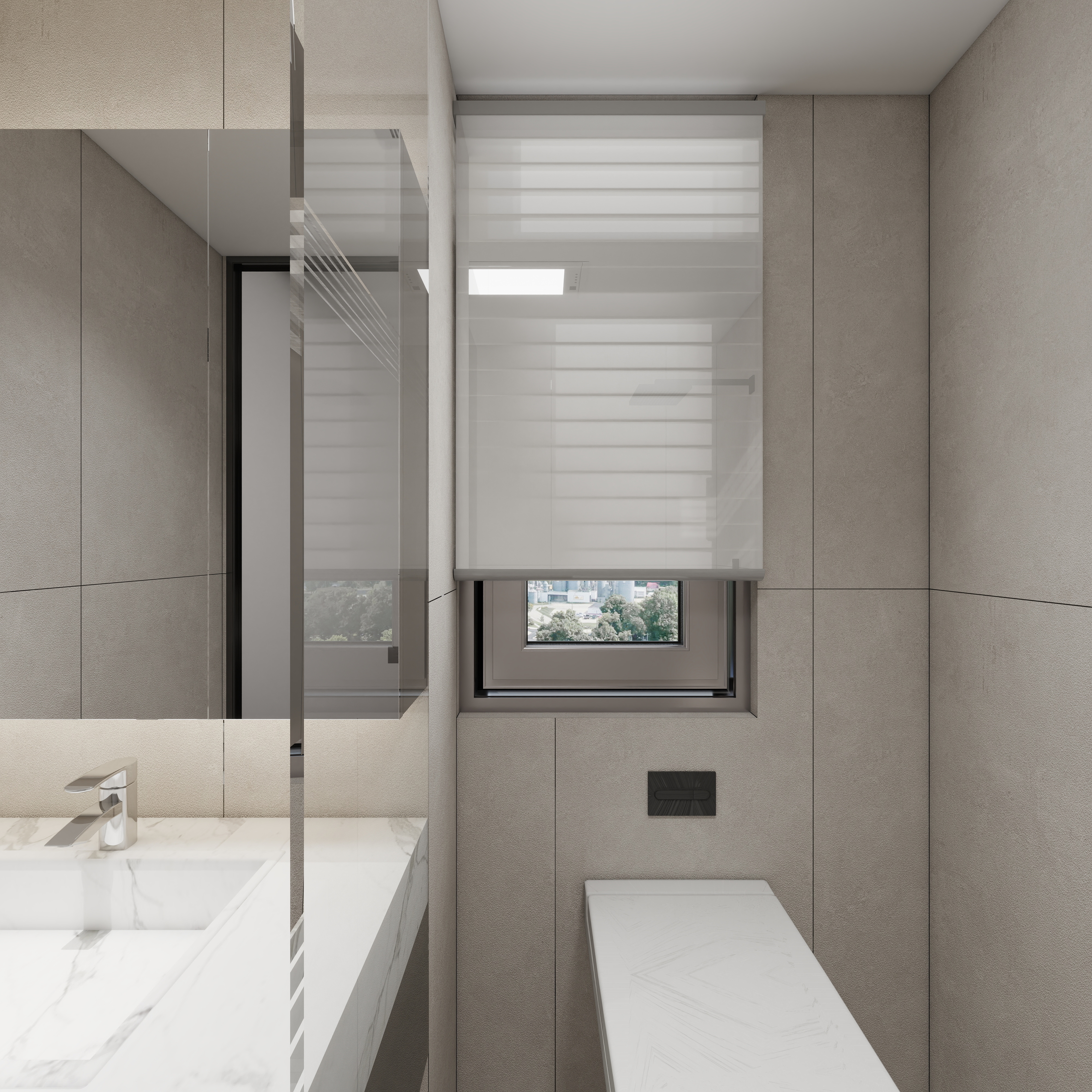 神马云在线-现代复古112平四房一层主卫装修效果图第3张