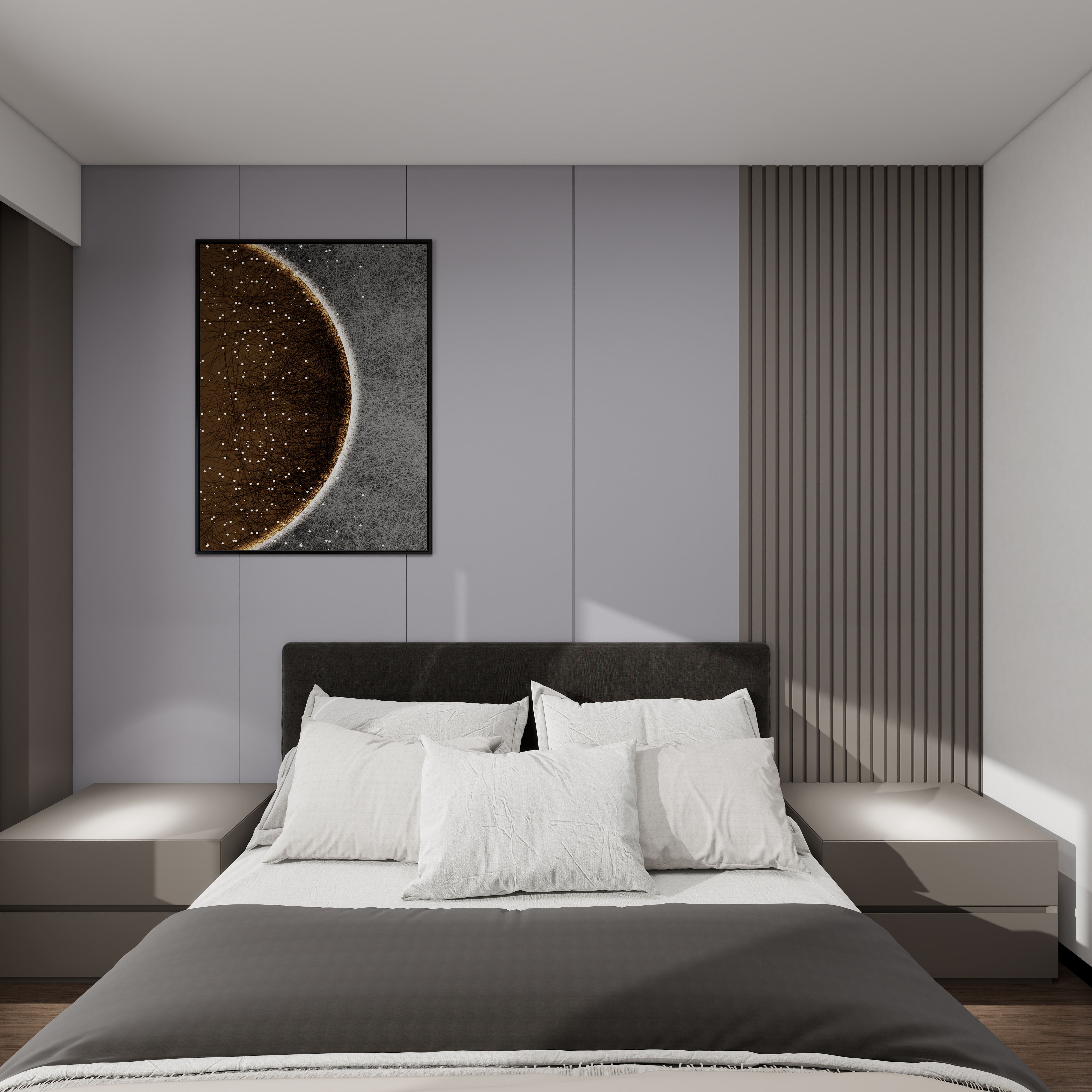 神马云在线-现代复古112平四房一层主卧装修效果图第3张