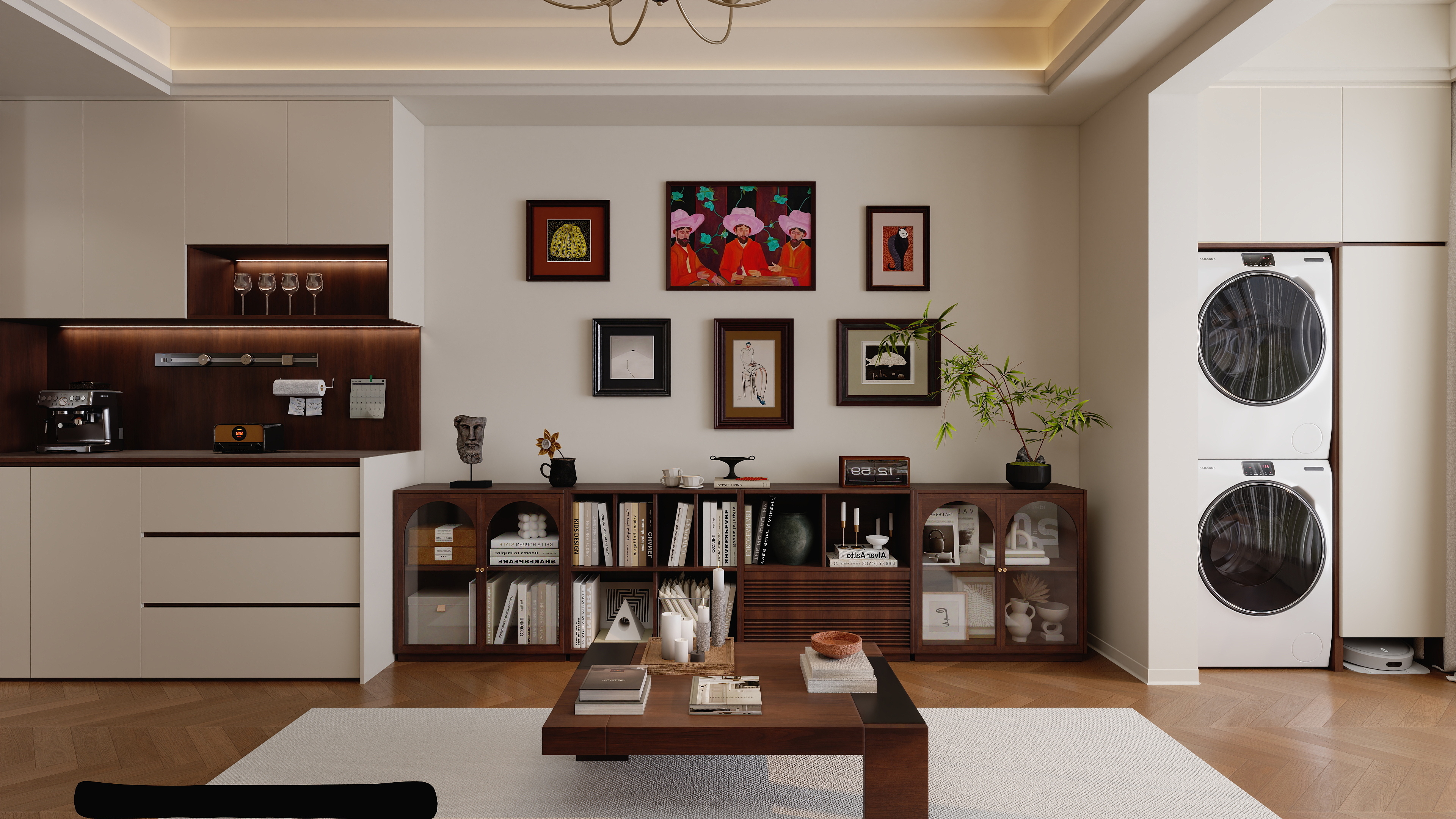 抖音HM-横厅中古风装修效果图