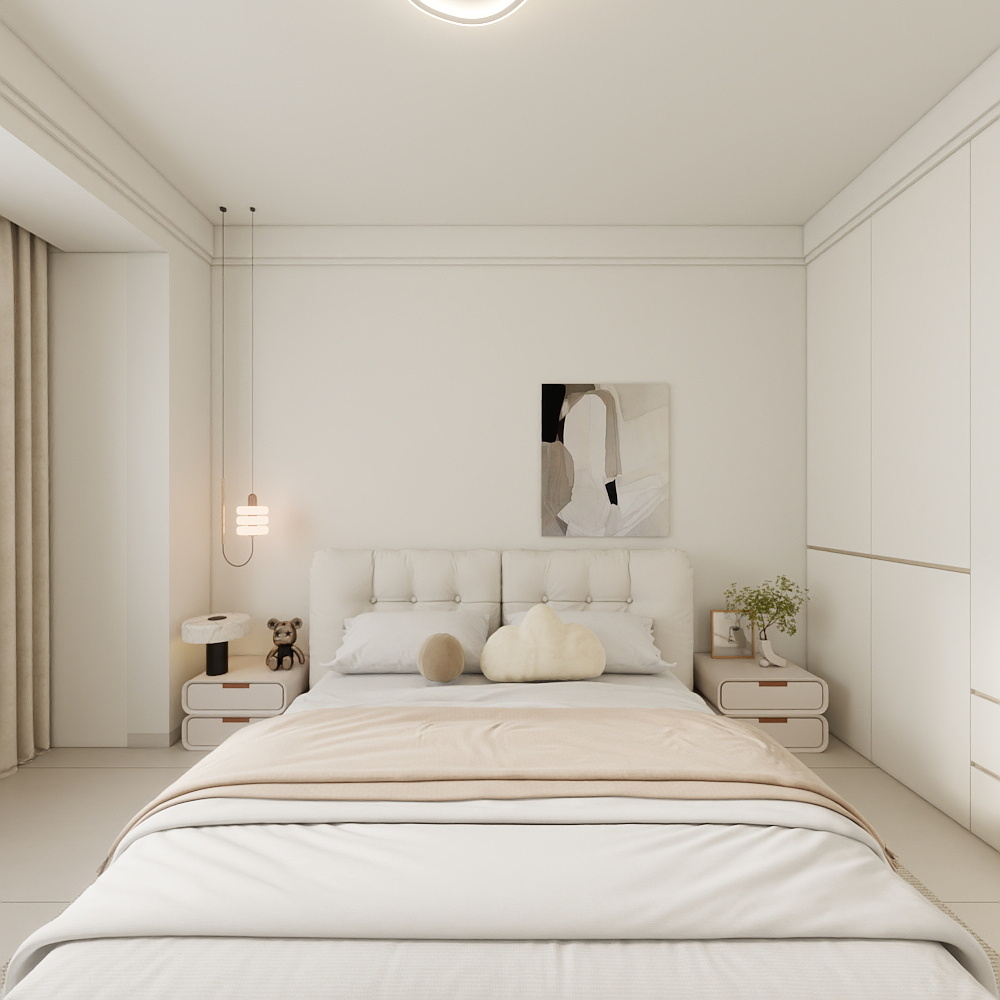 李青越-72平方现代奶油风两居室一层主卧装修效果图第5张