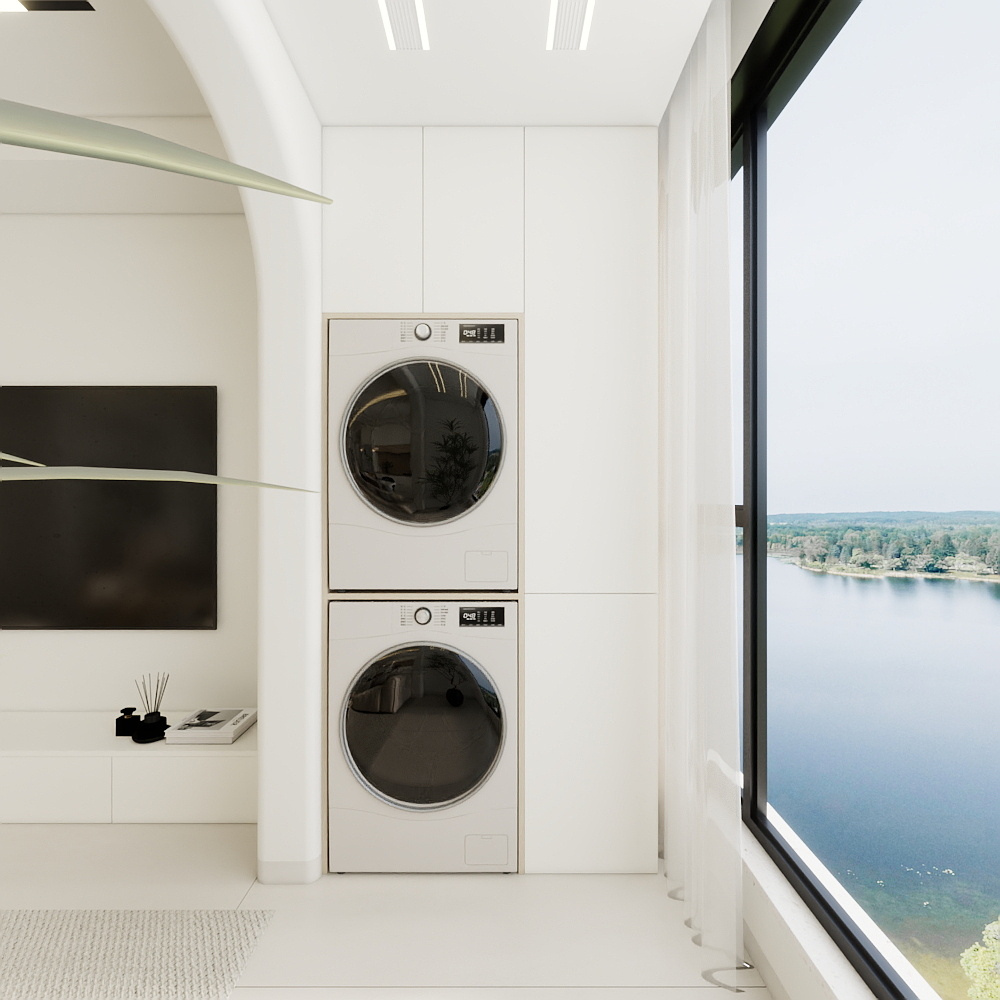 李青越-72平方现代奶油风两居室一层阳台装修效果图第4张