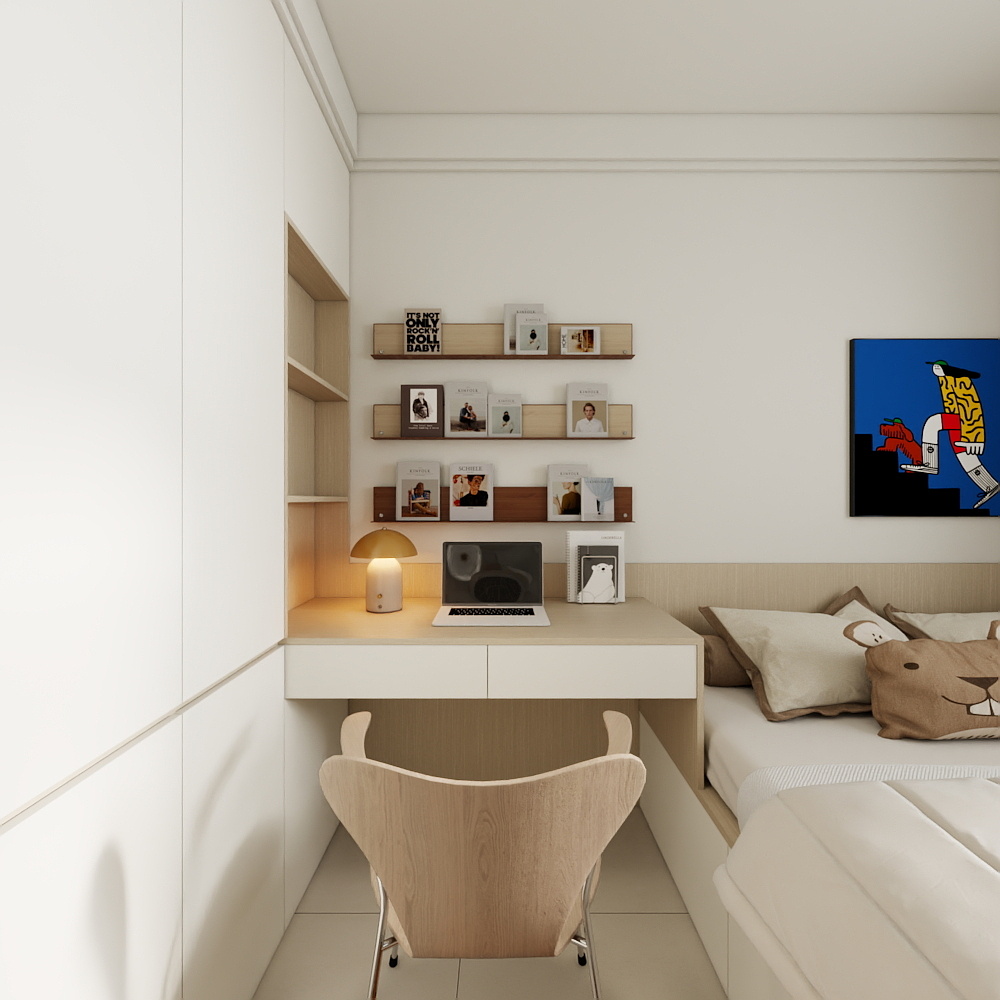 李青越-72平方现代奶油风两居室一层次卧装修效果图第4张