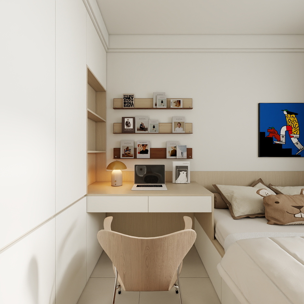 李青越-72平方现代奶油风两居室一层次卧装修效果图第5张