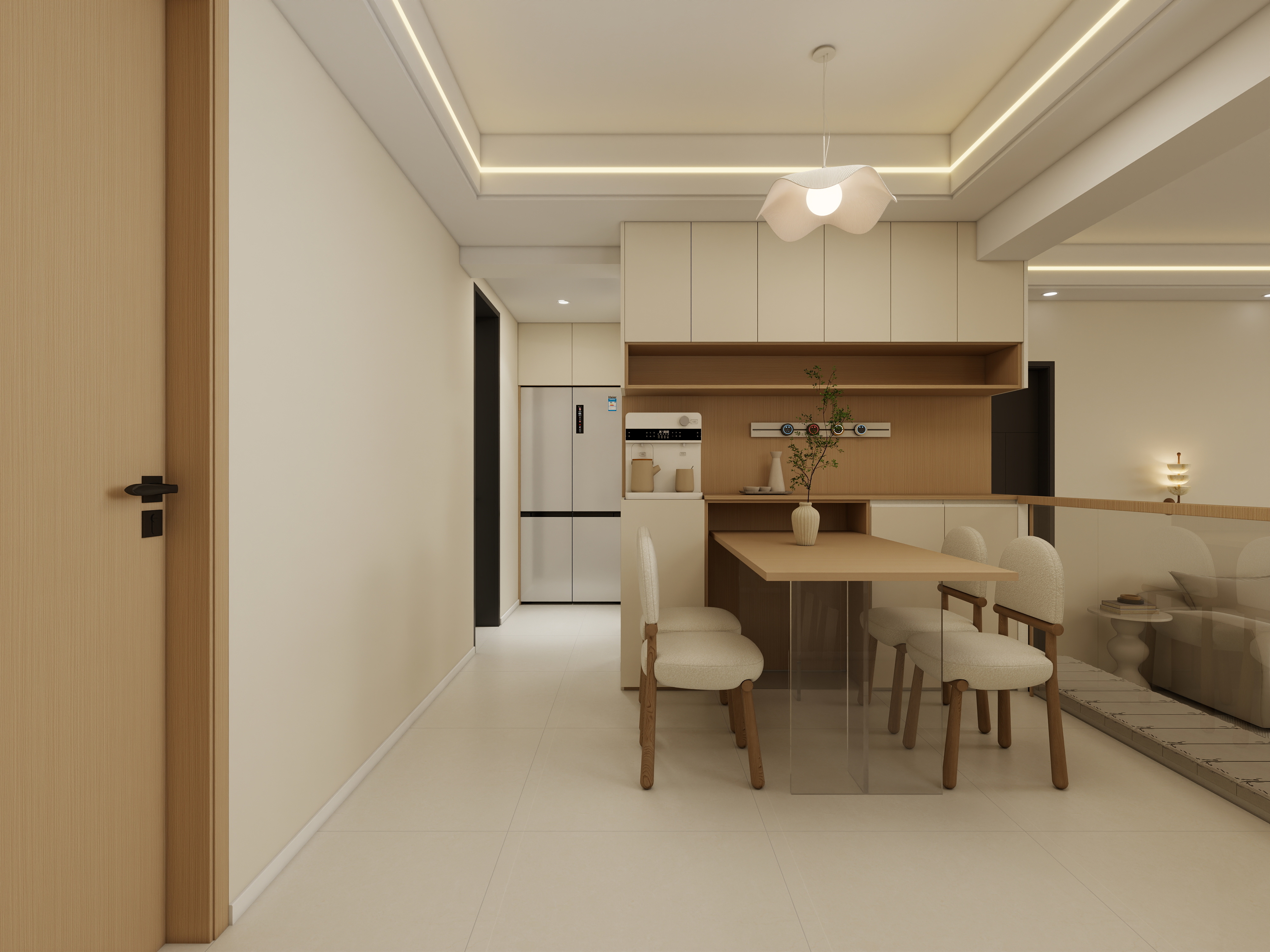 星空设计500一套-现代奶油原木风 3室装修效果图