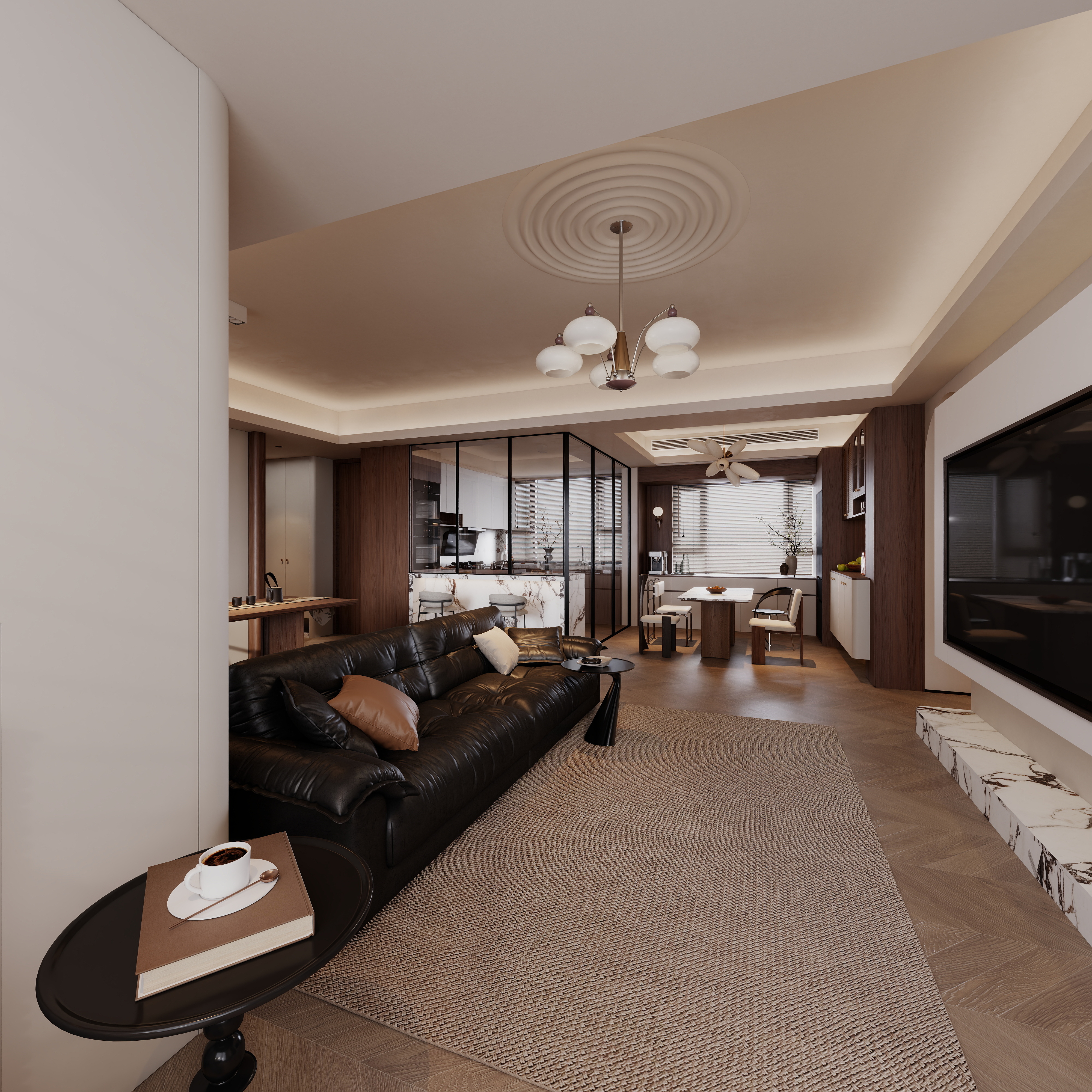 小蕃茄冬致-佛山紫悦府138㎡4室中古风装修效果图