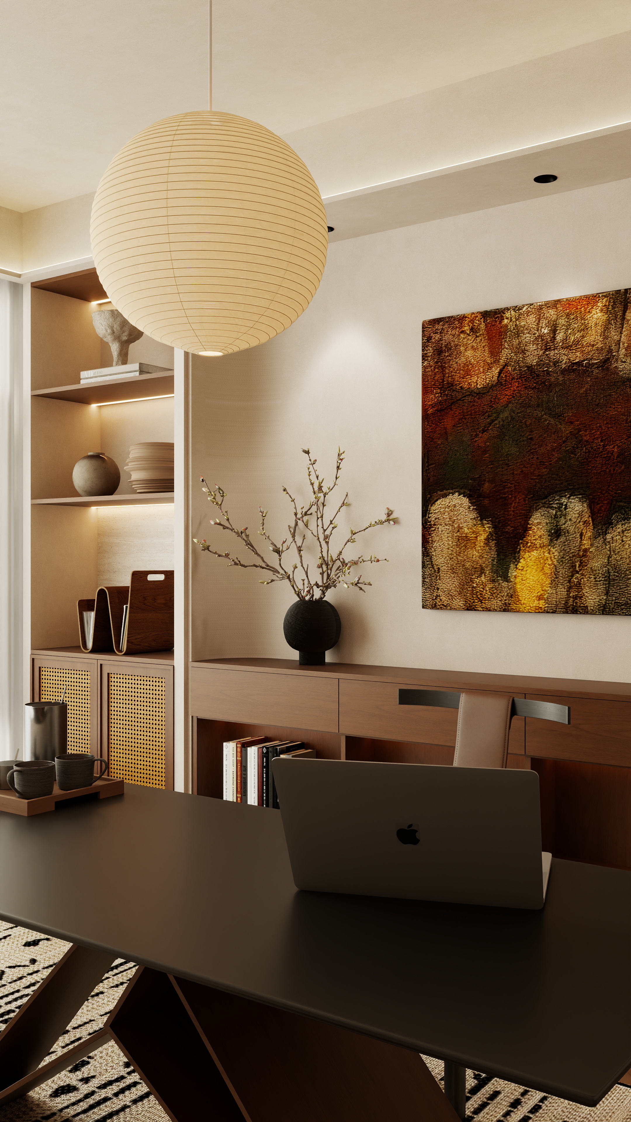 花海设计视觉表现-中古风书房-装修设计方案