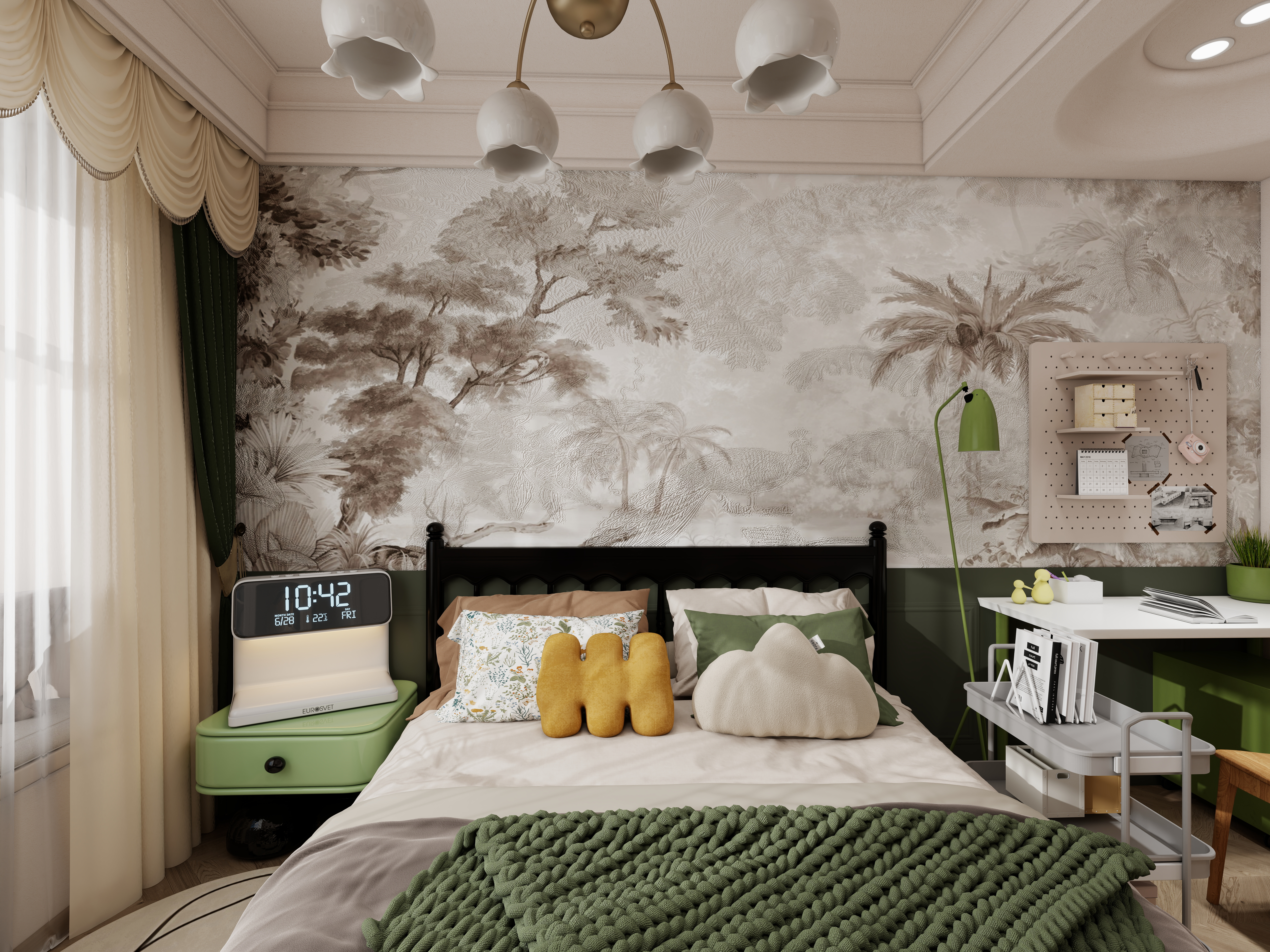 栖寐-【春意盎然】三室两厅 100㎡ 一层主卧装修效果图第3张