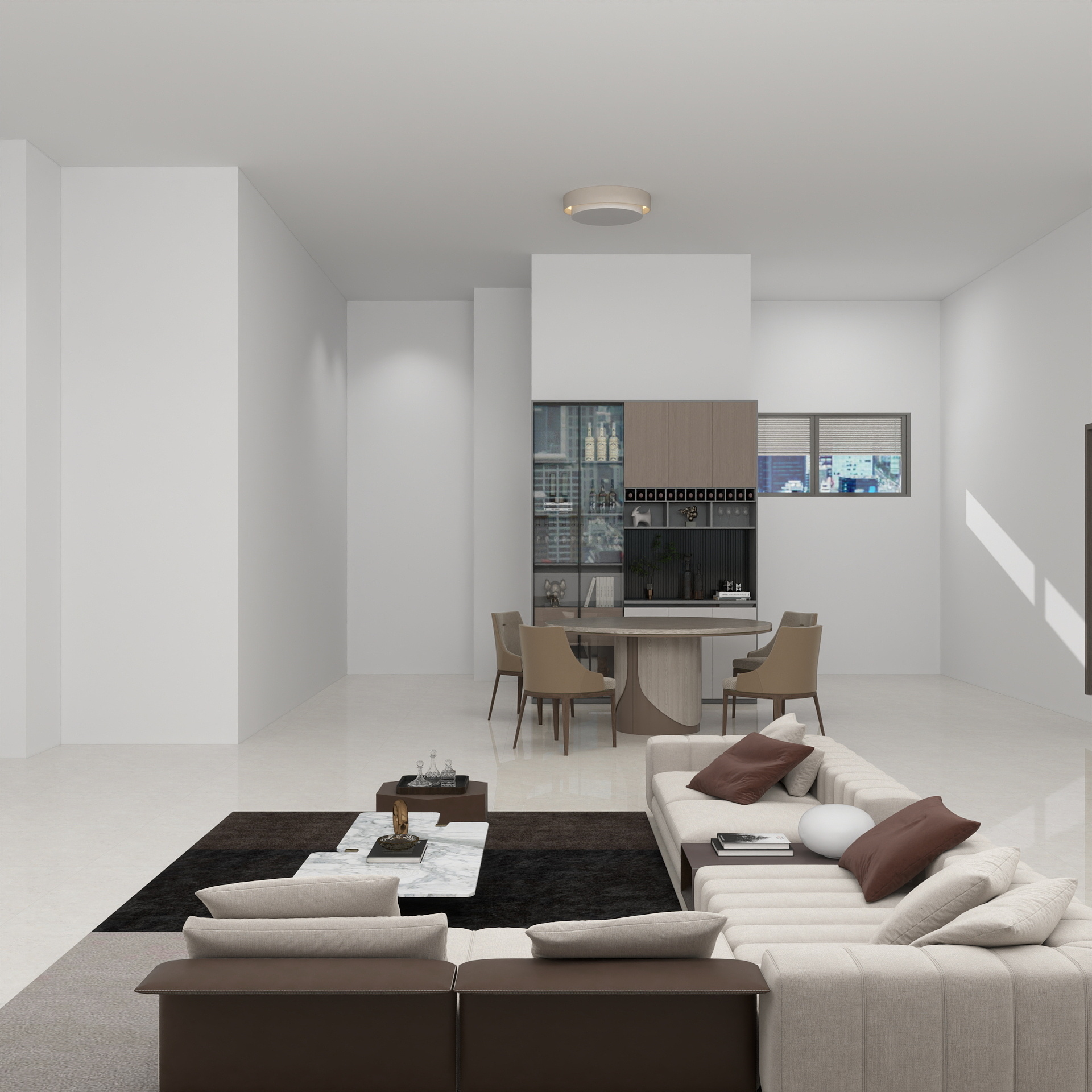 李青越-现代风格150方两居室装修效果图