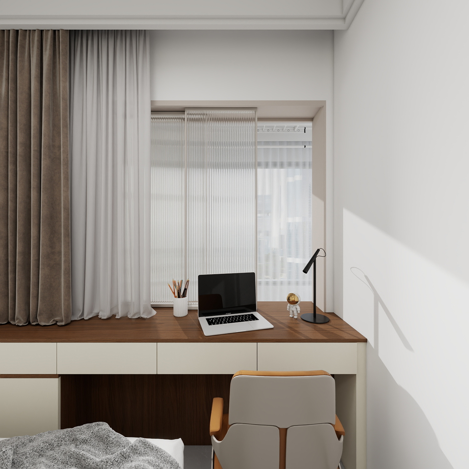 天水全案设计师白老师-和光尘樾95m² 4号楼3楼 - 1402一层次卧装修效果图第4张