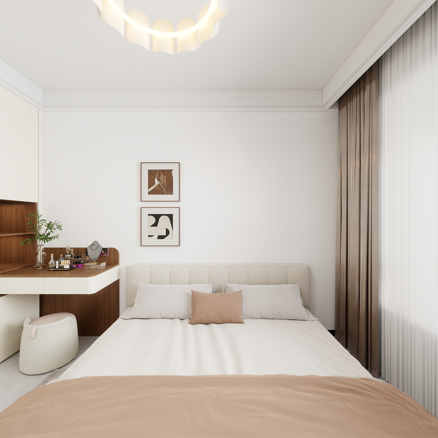 天水全案设计师白老师-和光尘樾95m² 4号楼3楼 - 1402一层主卧装修效果图第4张