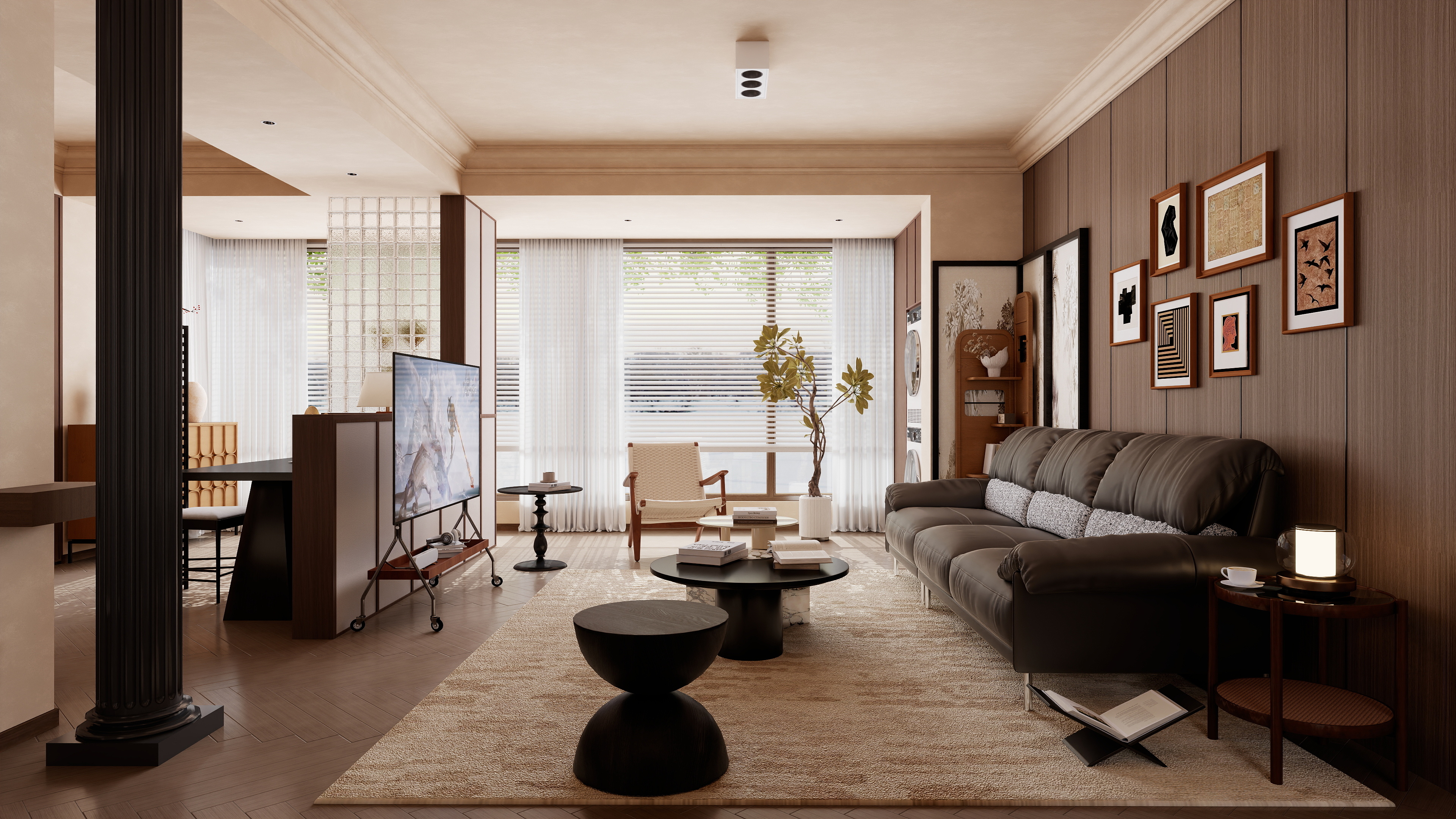 许森林-130㎡四叶草户型中古风（GT事业部）装修效果图