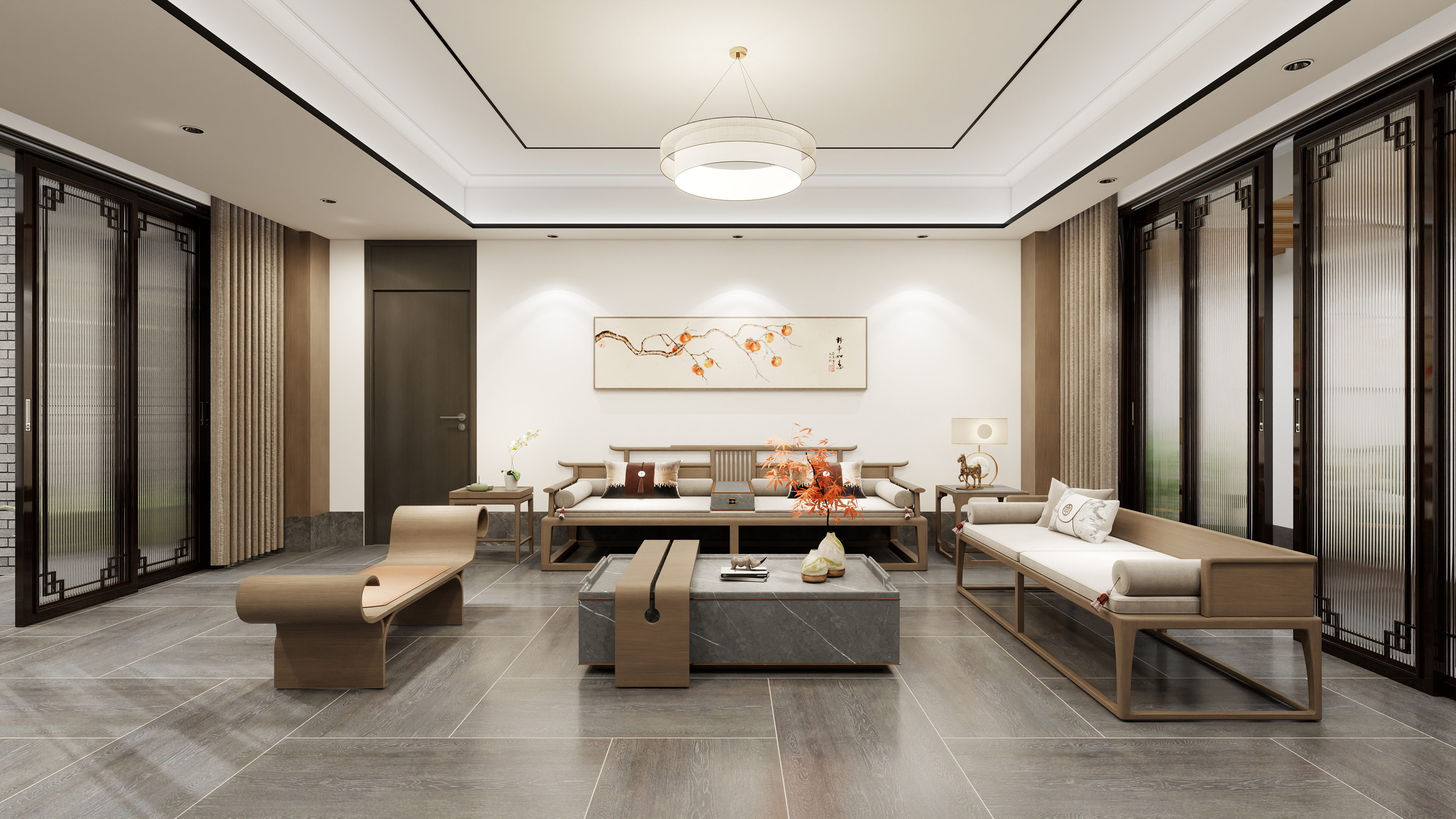 神马云在线-自建退台围合庭院别墅（从建筑到装修方案）装修效果图