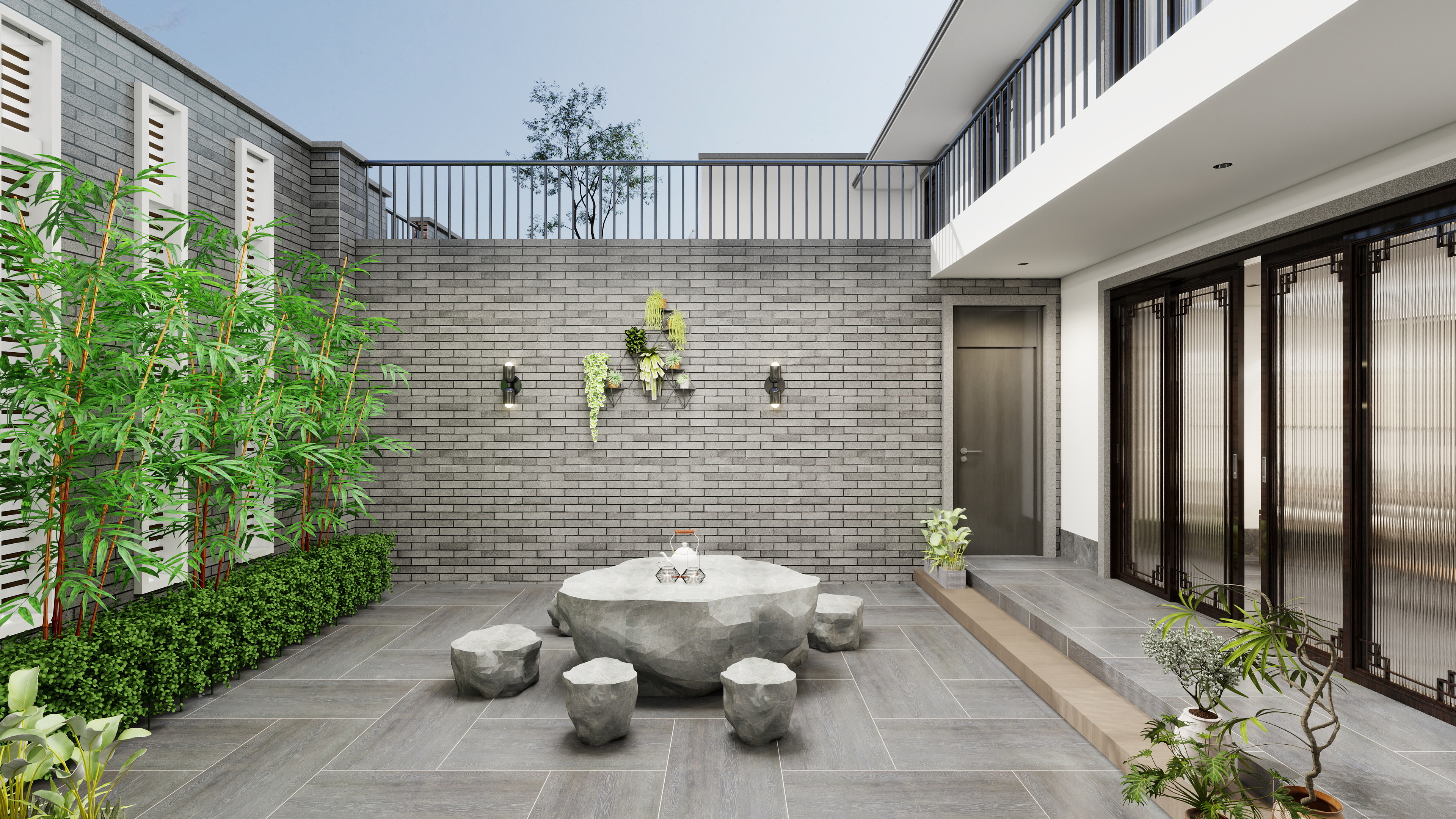 神马云在线-自建退台围合庭院别墅(从建筑到装修方案)装修效果图