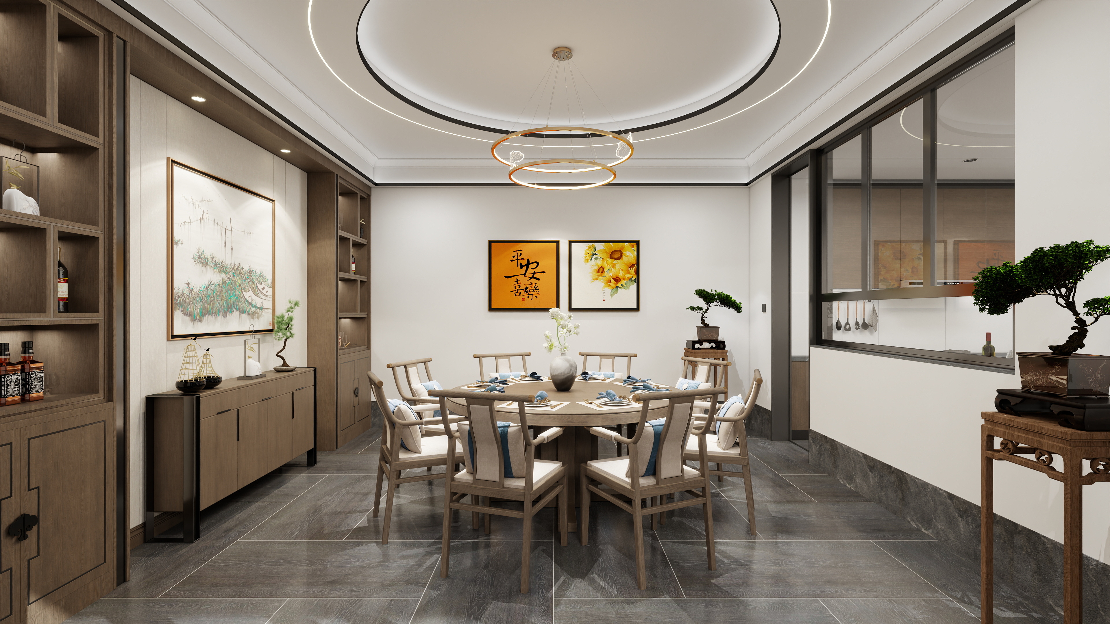 神马云在线-自建退台围合庭院别墅（从建筑到装修方案）装修效果图