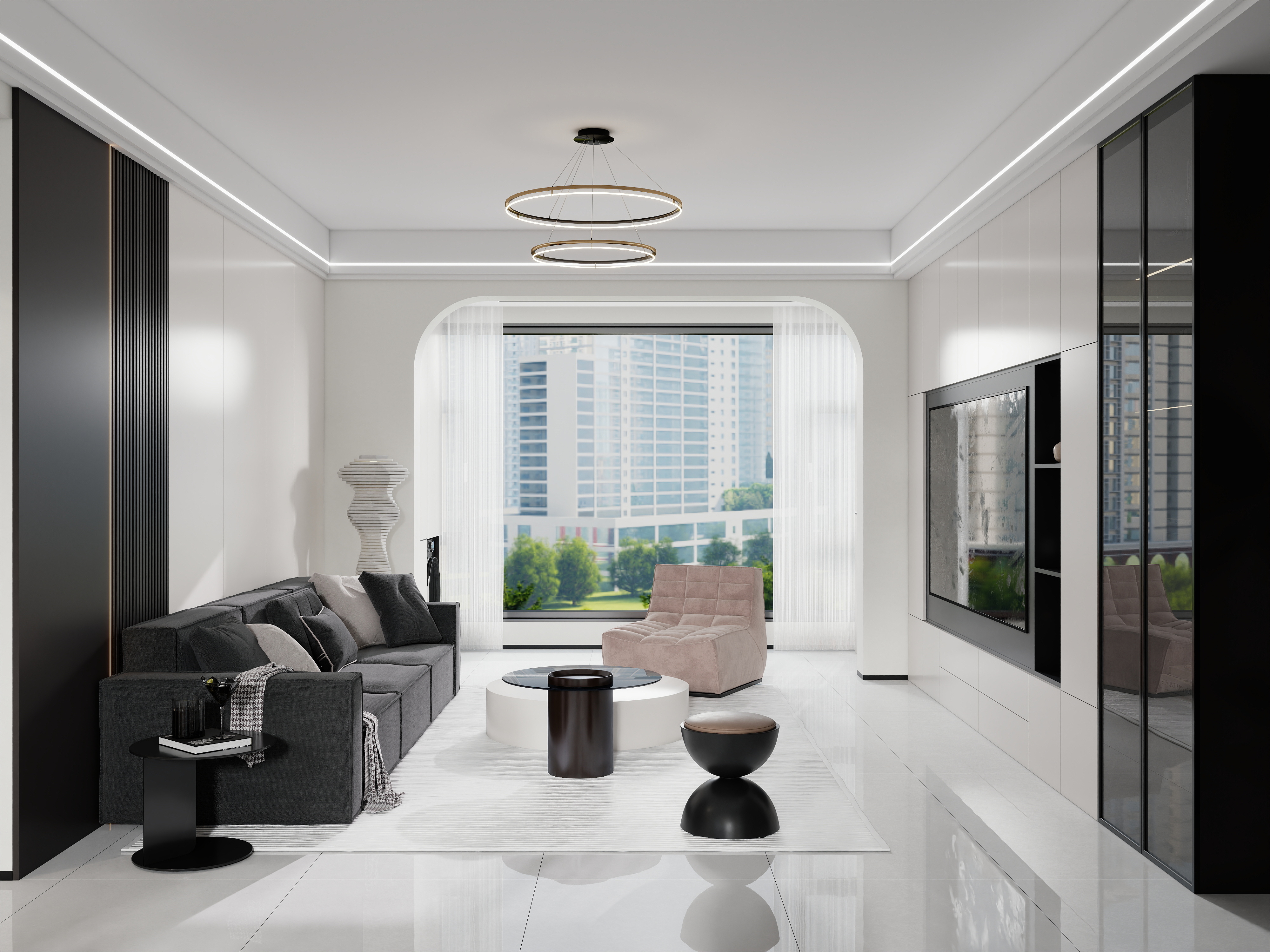 庄育霖-翰林雅居现代黑白灰3室装修效果图