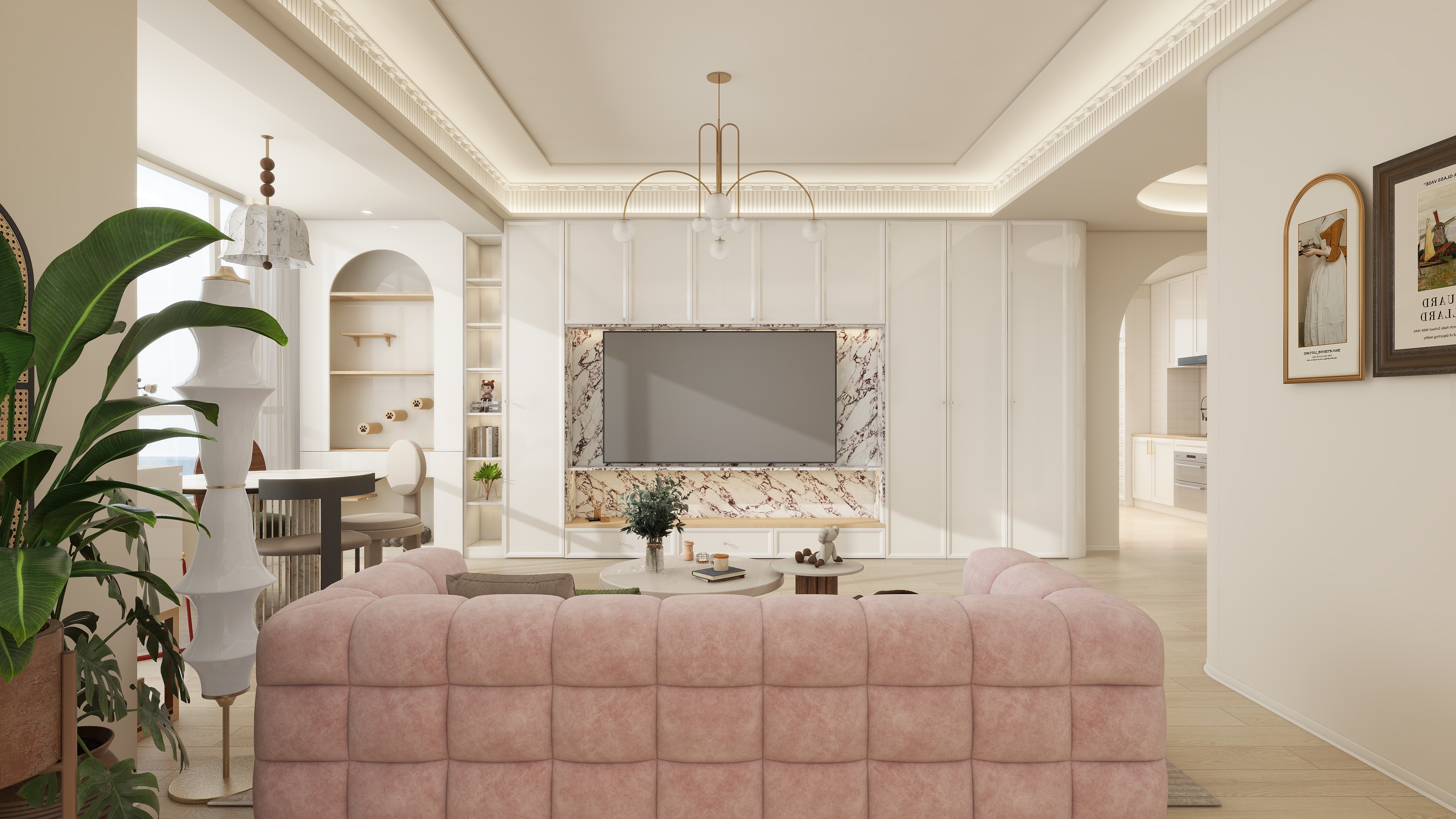 设计师言色-江霆华府88平米 -法式轻奢原木装修效果图