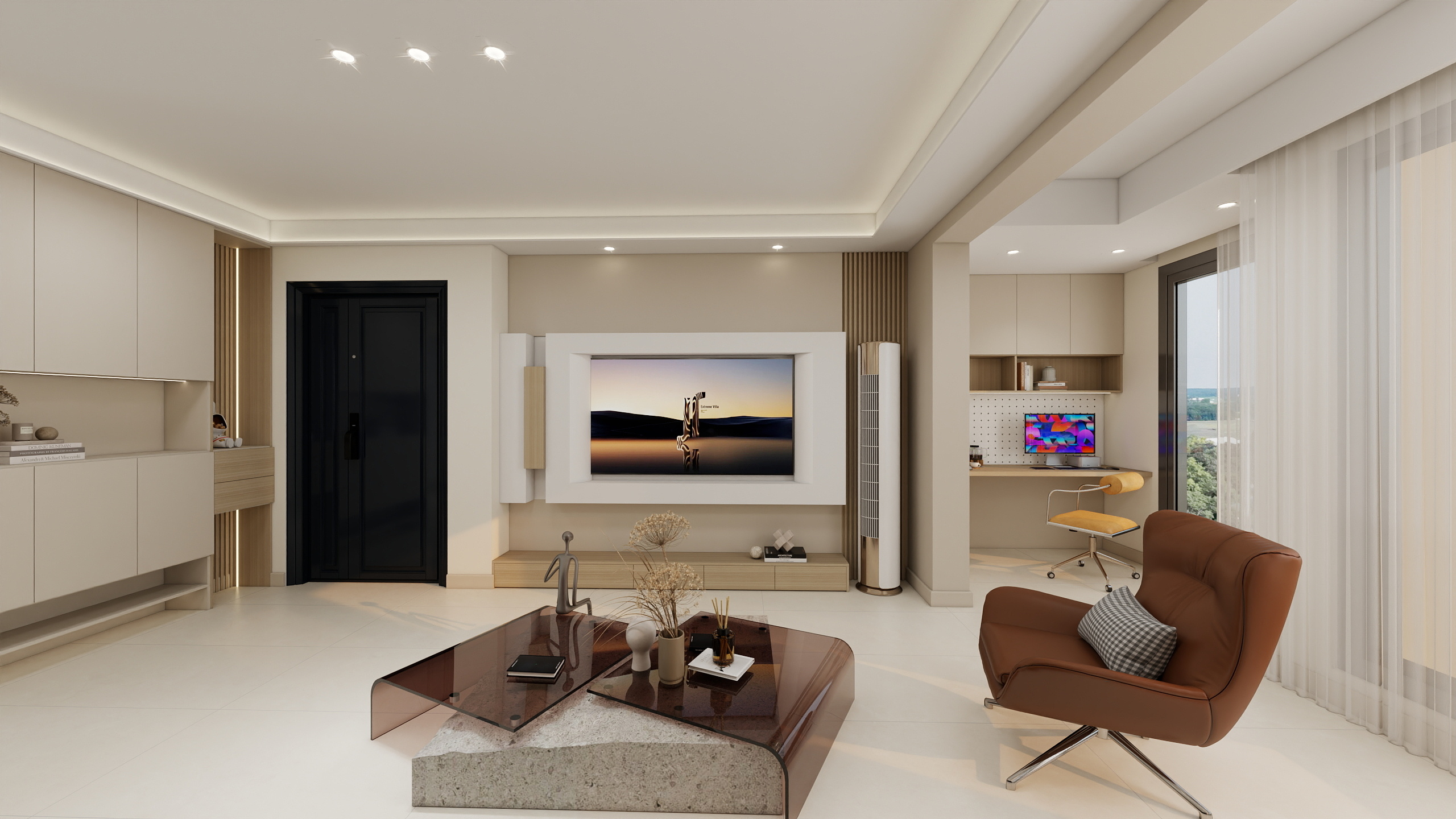 梦阁全案设计-奶油风效果图-装修设计方案